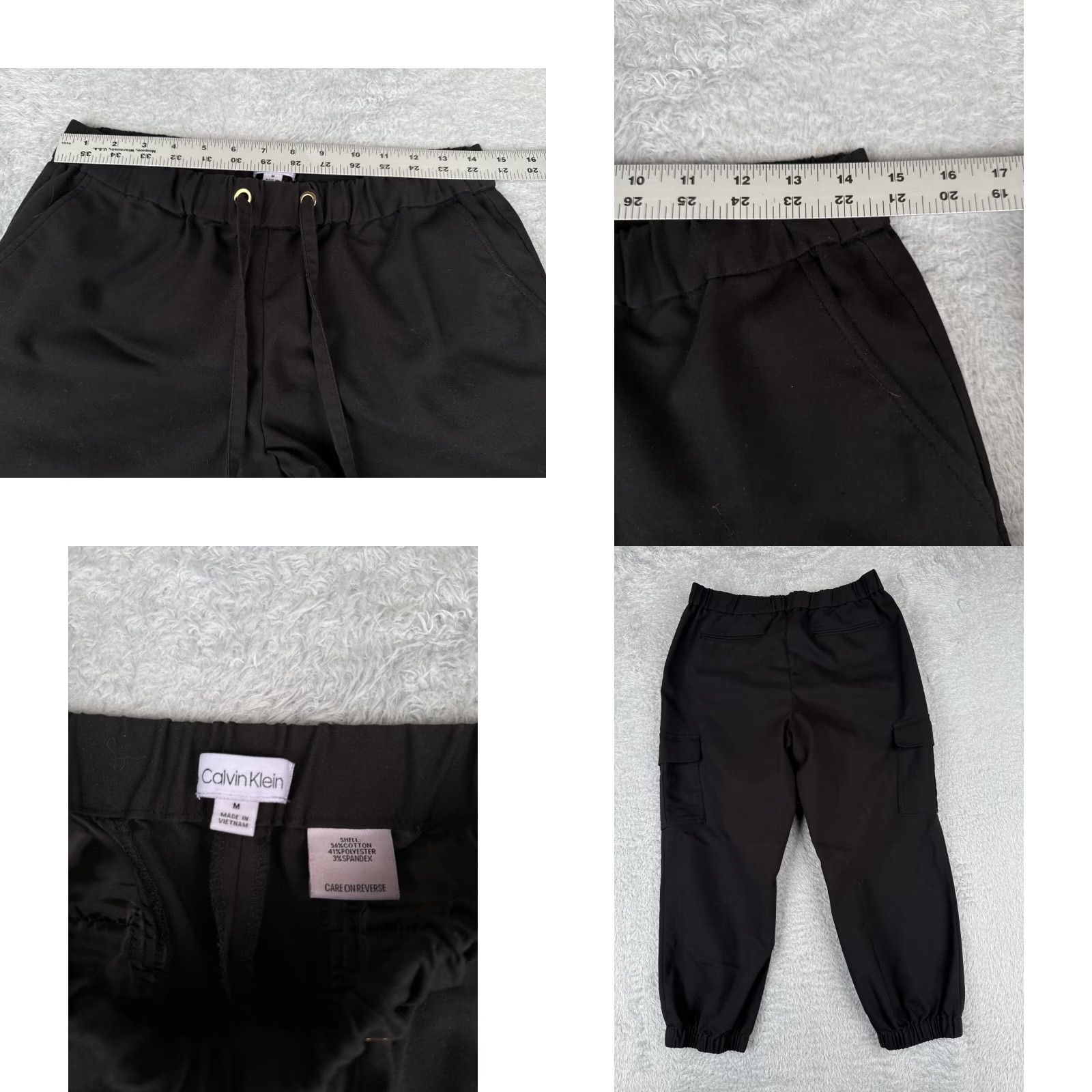 Calvin Klein Calvin Klein Women's Cargo Pants Medium Black Tapered Knit 30x24 Elastic Waist Size 32" / US 10 / IT 46 - 8 Thumbnail
