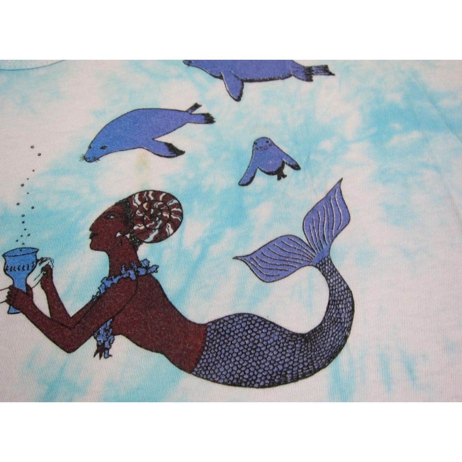 Vintage VINTAGE Mermaid Tank Top Shirt Womens XL Blue Tie Dye Ocean Dolphins Belton 90s Tank Top Womens XL Blue Mermaid Size XL / US 12-14 / IT 48-50 - 4 Thumbnail