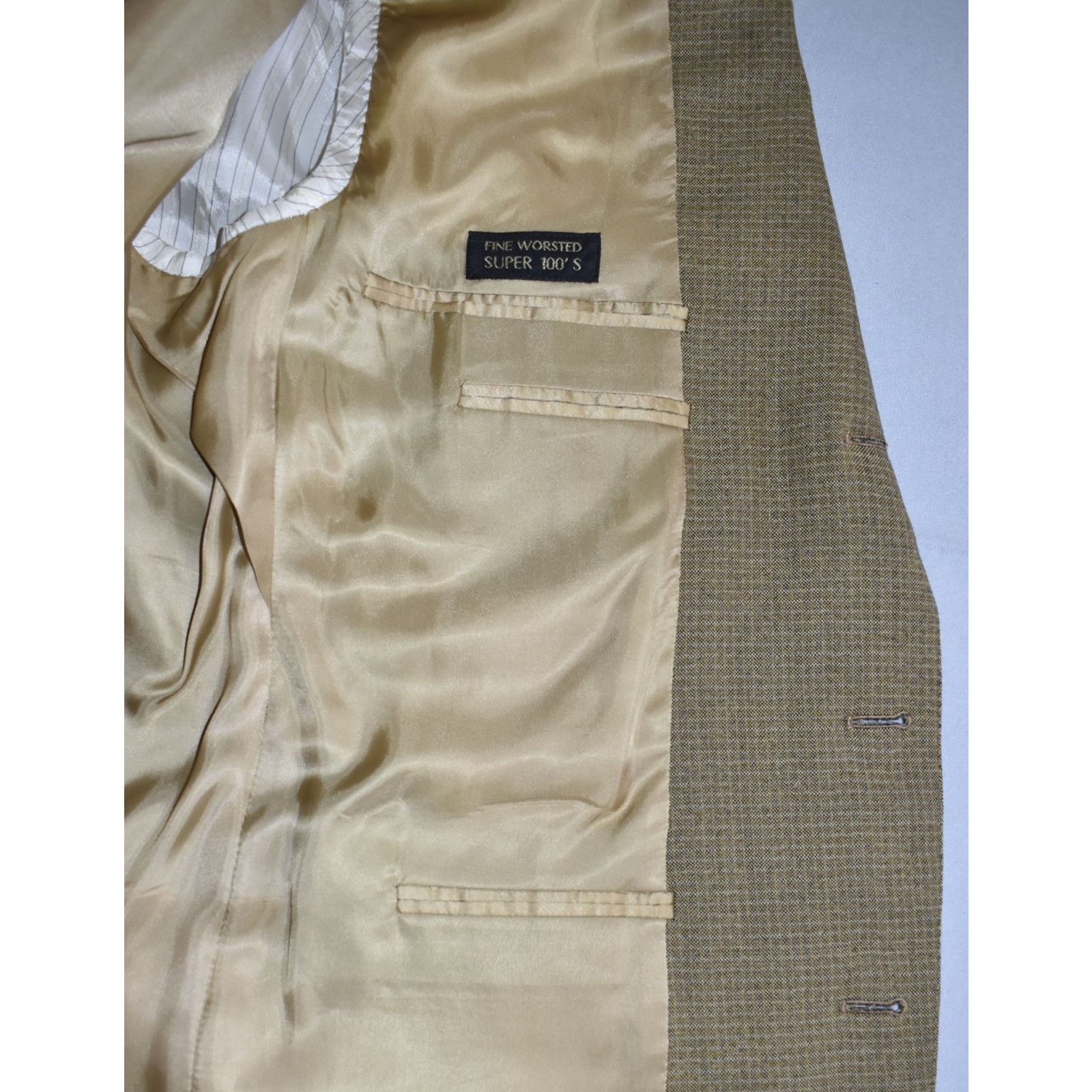 Ermenegildo Zegna ERMENEGILDO ZEGNA Beige 3 Button Fine Worsted Blazer Size 54 Size 54R - 4 Thumbnail