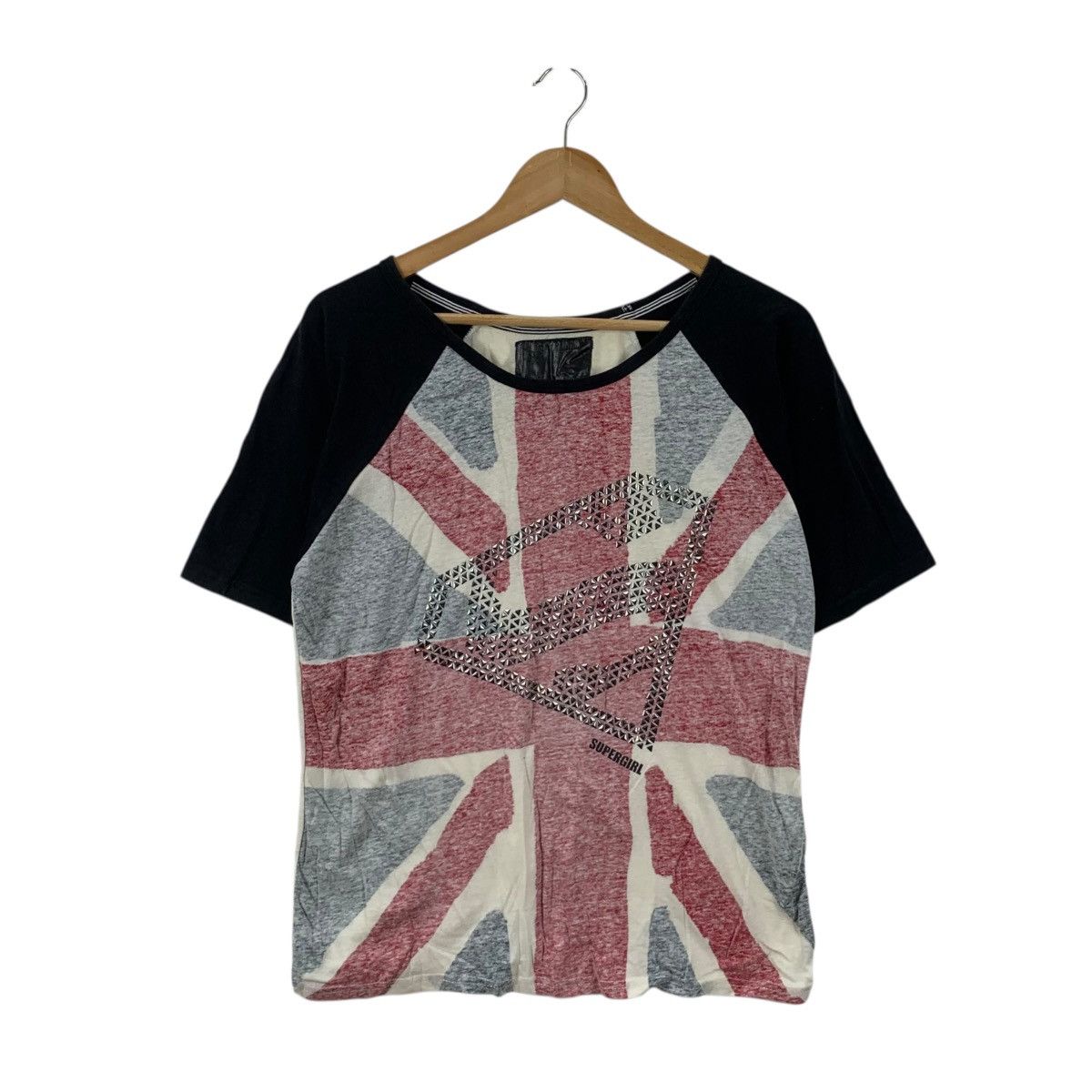 DC Comics DC COMICS SUPERGIRL UK Flag Raglan Superheroes Tee Shirt Top Size M / US 6-8 / IT 42-44 - 3 Thumbnail