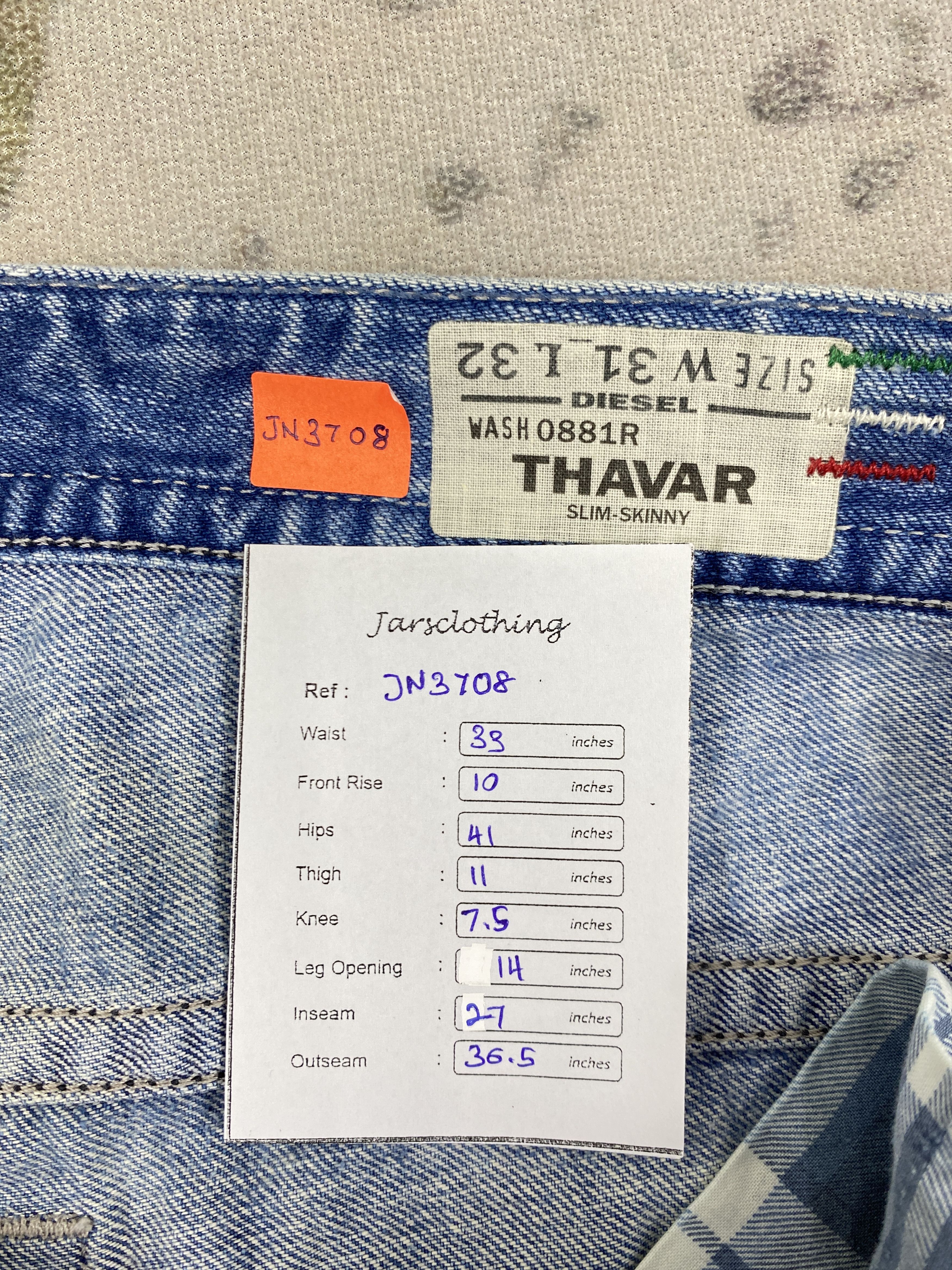 Japanese Brand Faded Blue Vintage Diesel Jeans 33x27 Denim- JN3708 Size US 33 - 8 Thumbnail