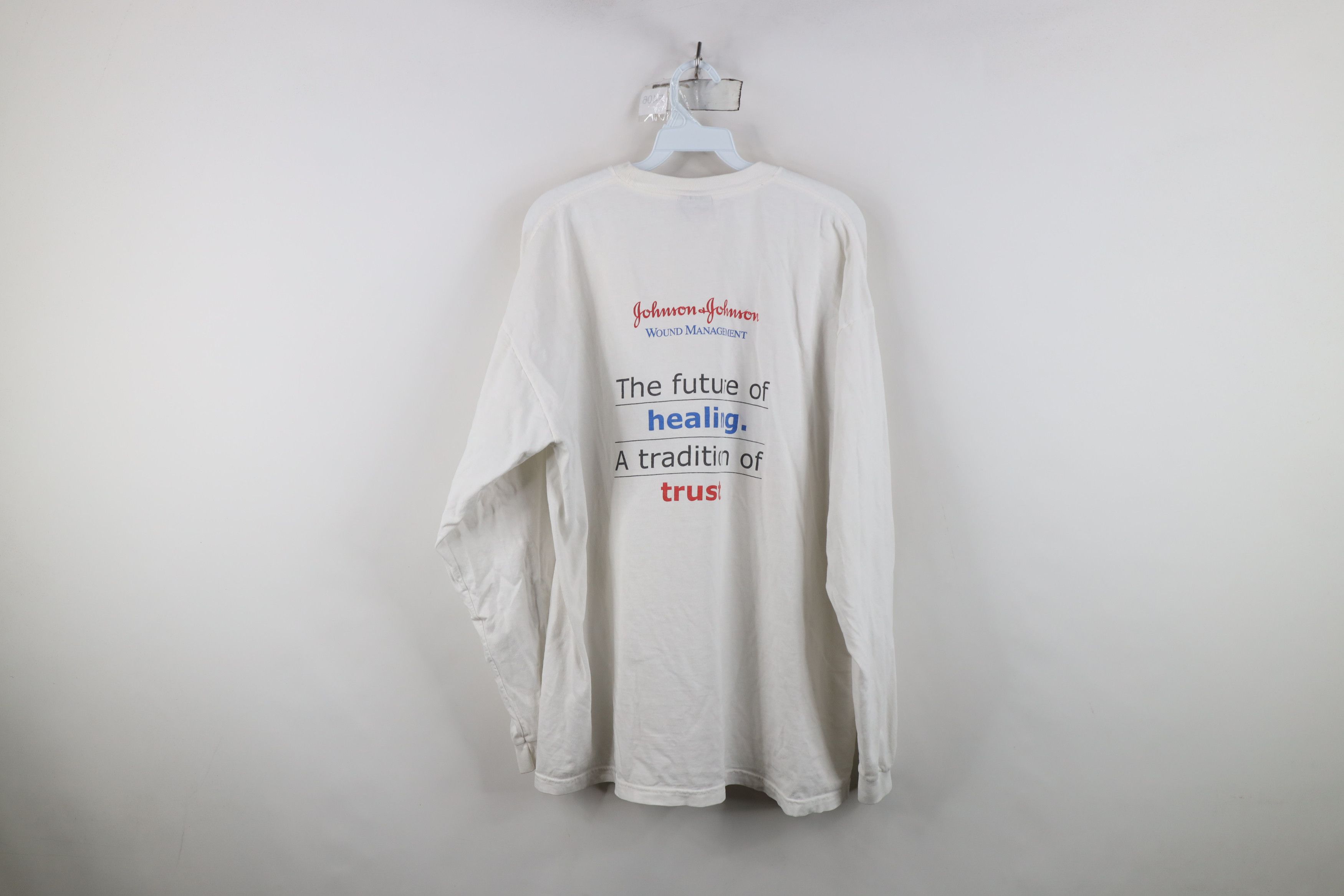 Vintage Vintage 90s Johnson and Johnson Long Sleeve T-Shirt White Size US XL / EU 56 / 4 - 9 Thumbnail