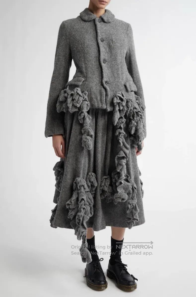Comme des Garcons Comme Des Garcons Shrunken Gray Floral Pleated Coat Size M / US 6-8 / IT 42-44 - 1 Thumbnail