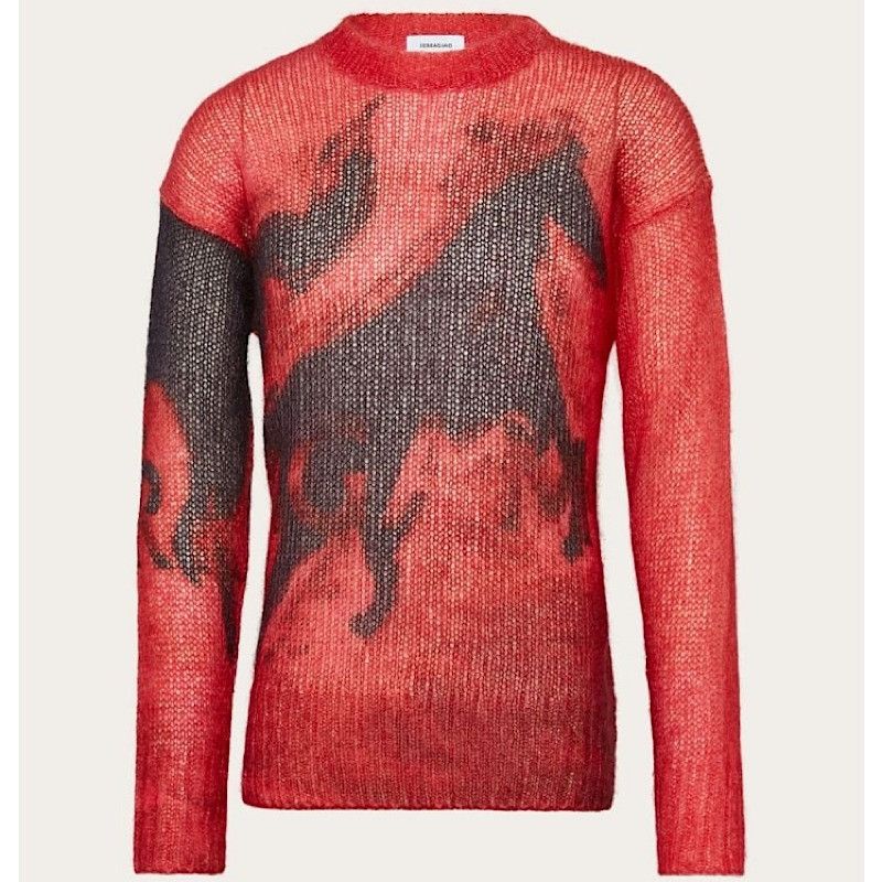o1s1rm0924 Mustang Print Sweater in Red/Black