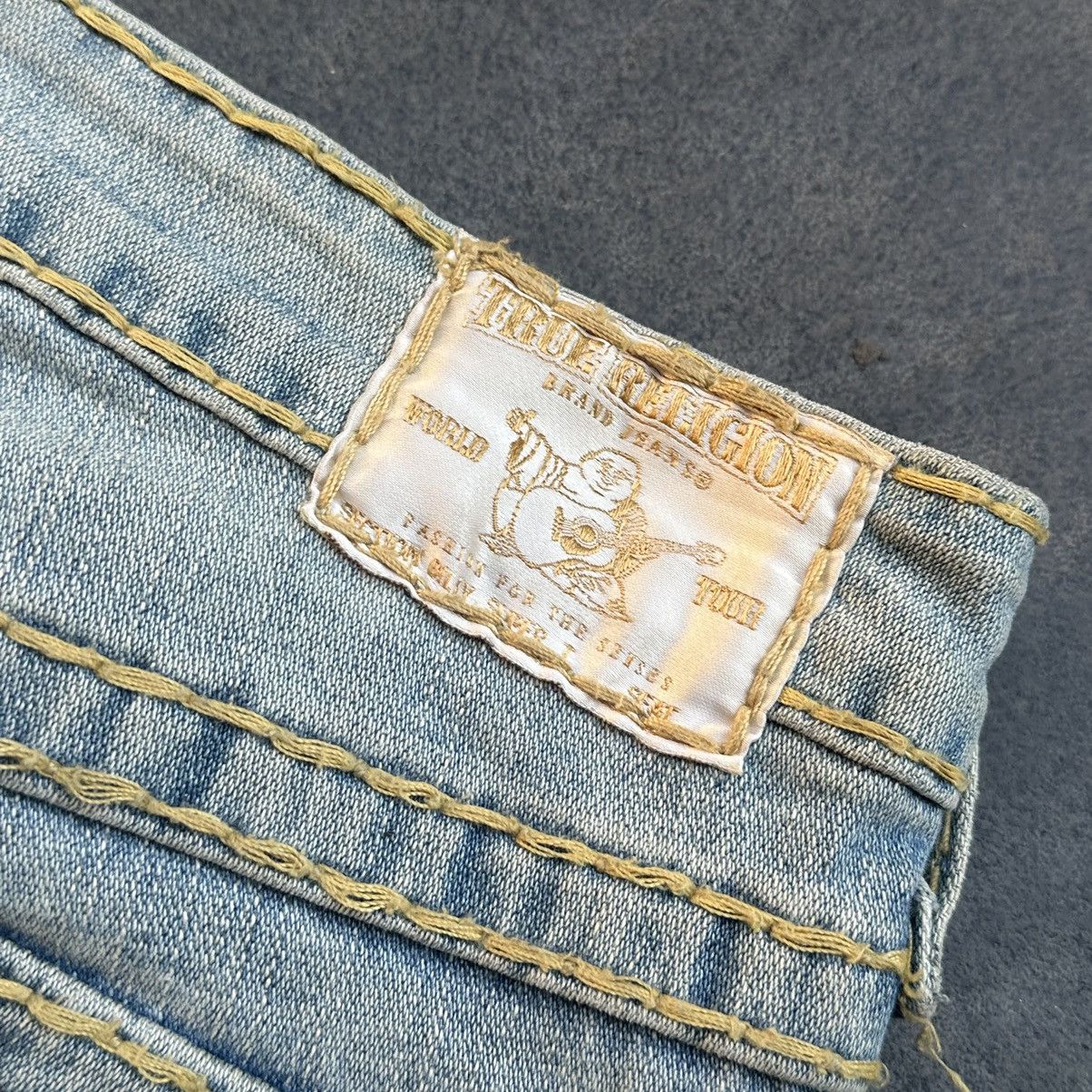 If Six Was Nine 90s True Religion Big T Distressed Denim Pants Size 29" - 10 Thumbnail
