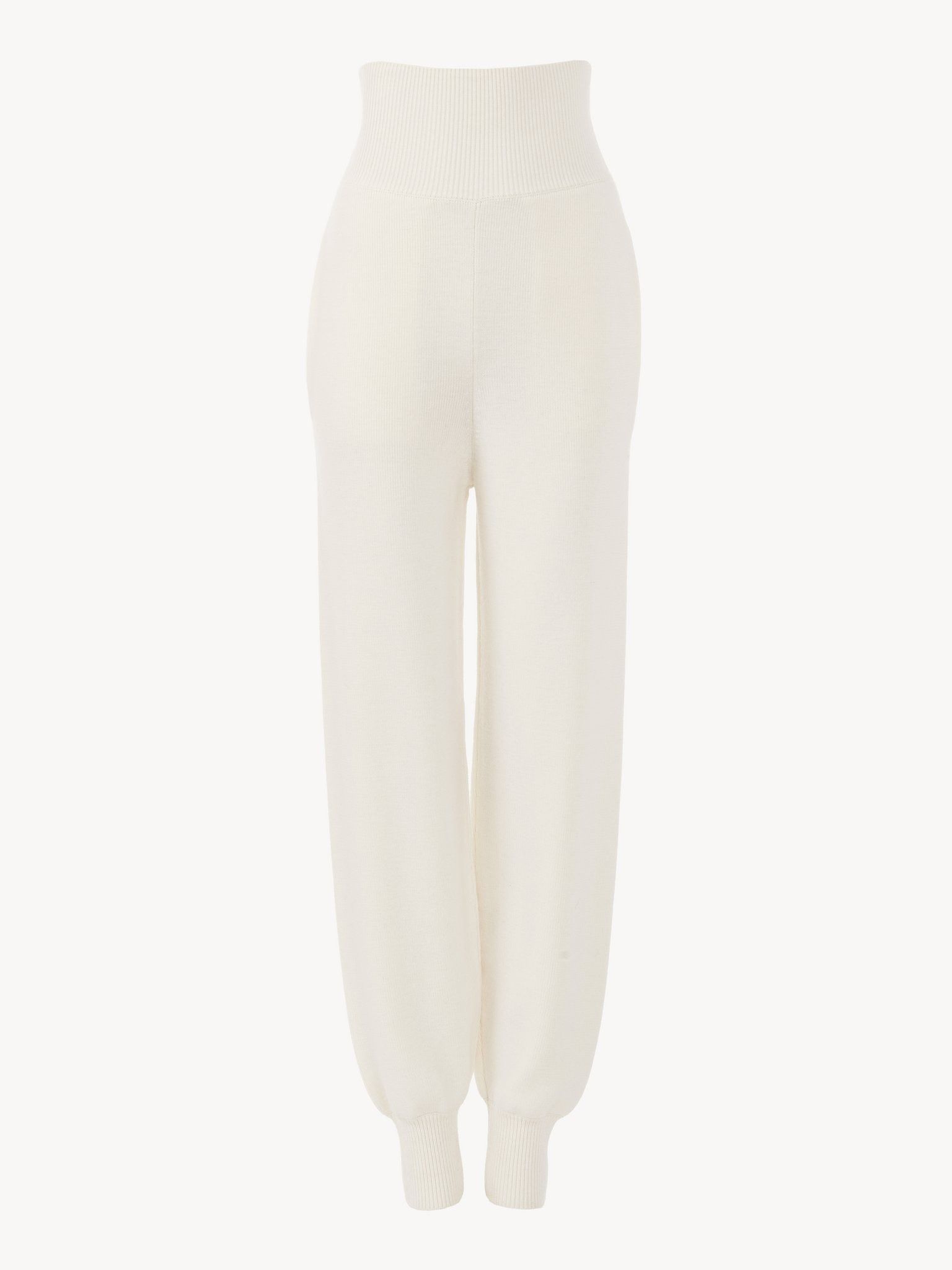 Chloe o1loc1c11025 Wool Knit Sweatpant in Iconic Milk Size 28" / US 6 / IT 42 - 1 Thumbnail