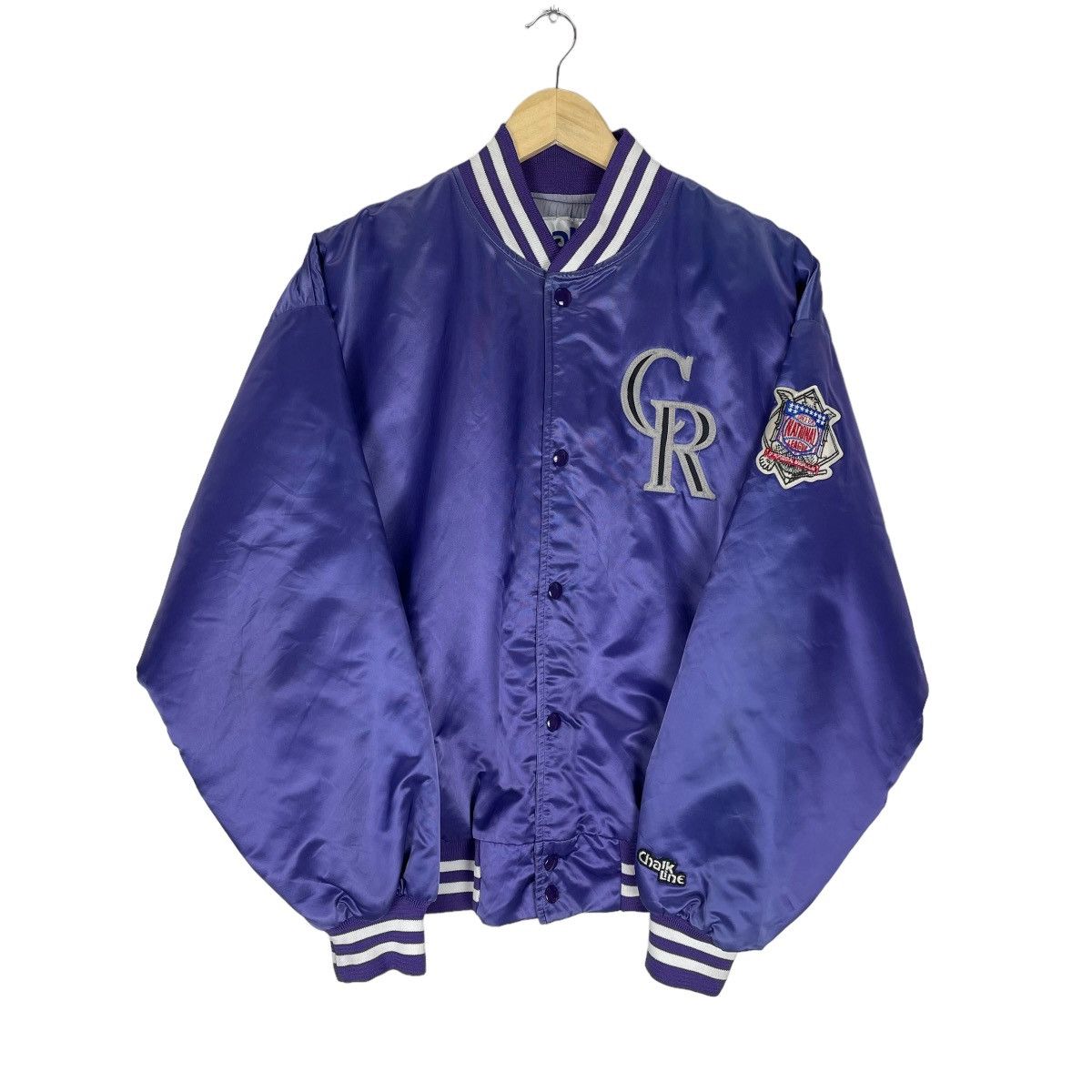 Rare Varsity Jacket Satin Chalk Line Baltimore Orioles Vintage - Size L