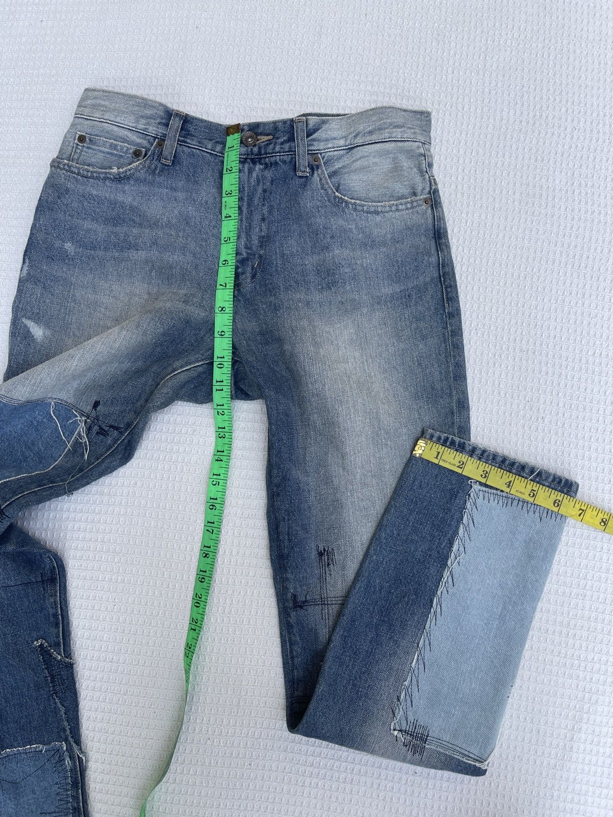 Japanese Brand Rare🔥Japanese Designer 6 Rage Blue Patchwork Jeans Size US 31 - 13 Thumbnail
