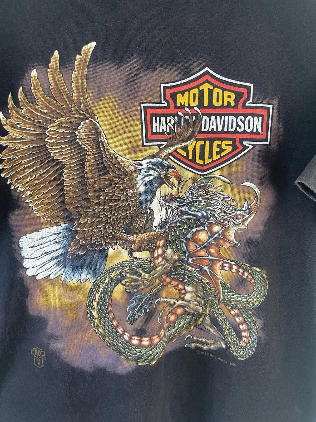 Harley Davidson Vintage 1988 Harley Davidson Eagle Dragon Graphic T Shirt Size US L / EU 52-54 / 3 - 2 Thumbnail