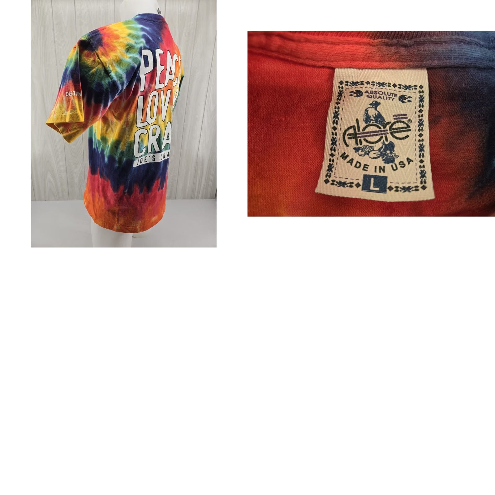 destin VINTAGE 90s Joe's Crab Shack T-Shirt Large Tie Dye Peace Love Destin Shirt Mens Size US L / EU 52-54 / 3 - 9 Thumbnail