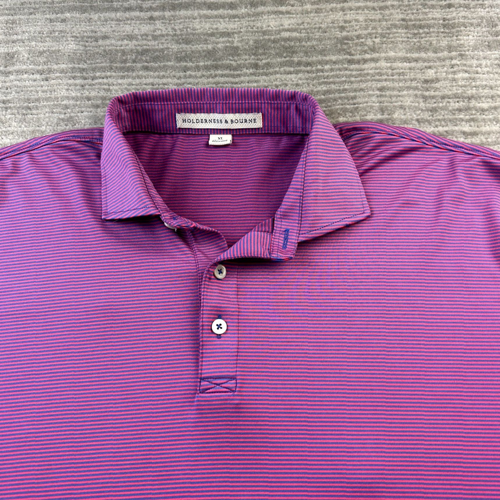 Vintage Holderness & Bourne Polo Shirt Mens XL Purple Striped Golf Performance Tailored Polo Shirt Casual Activewear Size US XL / EU 56 / 4 - 3 Thumbnail
