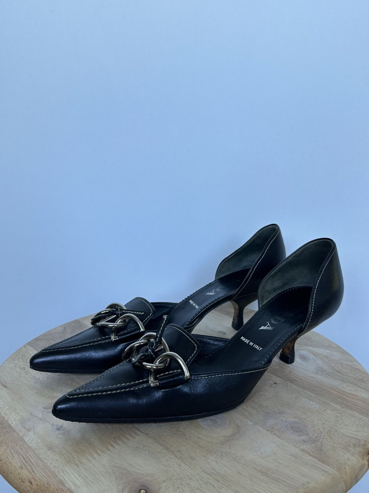 Prada Prada Leather kitten heels mule Size US 6.5 / IT 36.5 - 1 Thumbnail