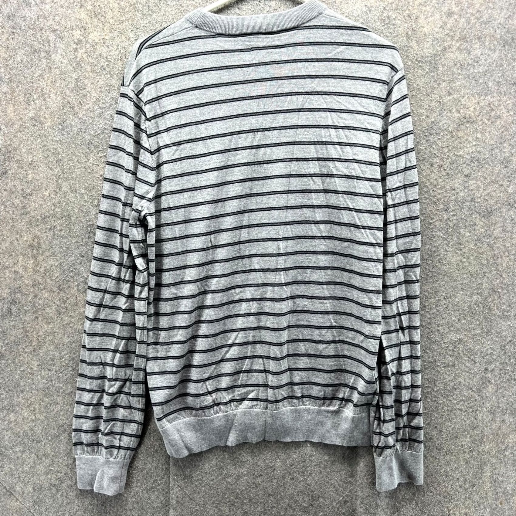 Theory Theory Sweater Mens XL Gray Black Striped Crewneck Wool Fleece Vintage Extra Size US XL / EU 56 / 4 - 2 Thumbnail