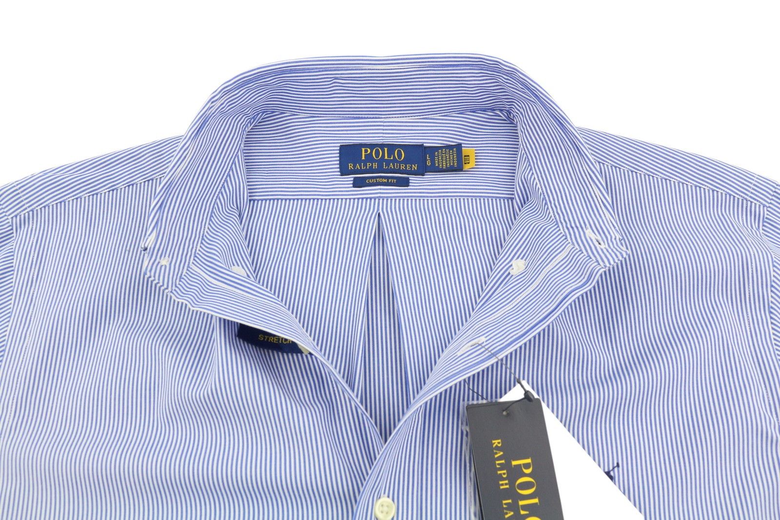 Ralph Lauren CORE REPLEN L Blue Striped Custom Fit Button-Up 87012 Size US L / EU 52-54 / 3 - 4 Thumbnail