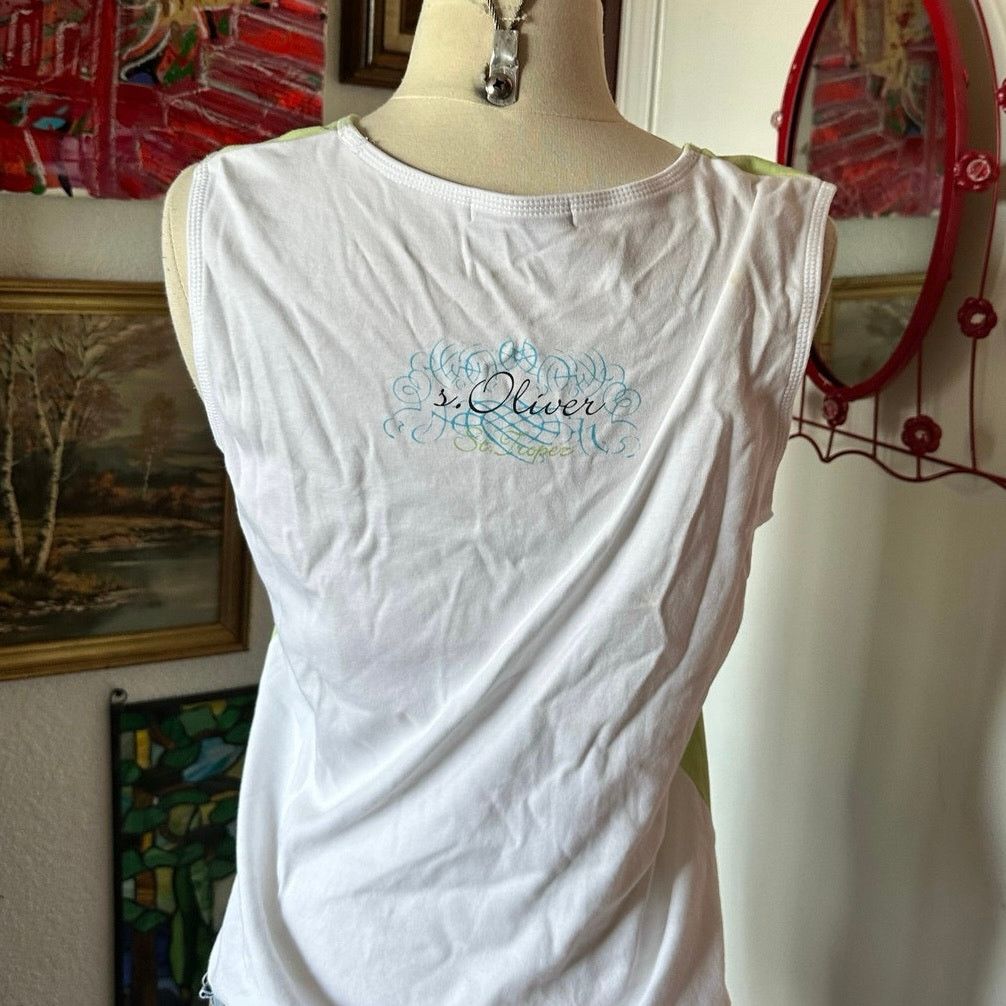 Other s oliver green white cafe graphic tank top Size L / US 10 / IT 46 - 3 Thumbnail