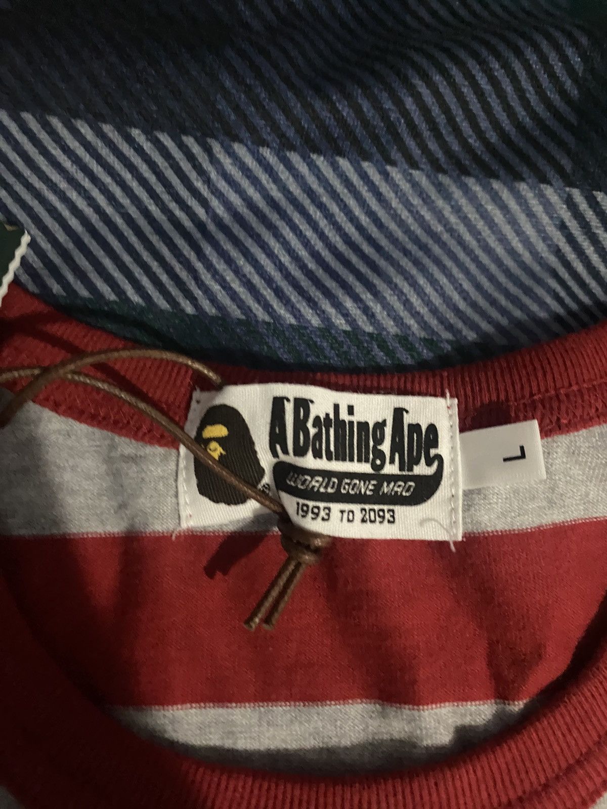 Bape Red and grey stripe bathing ape long sleeve Size US L / EU 52-54 / 3 - 2 Thumbnail