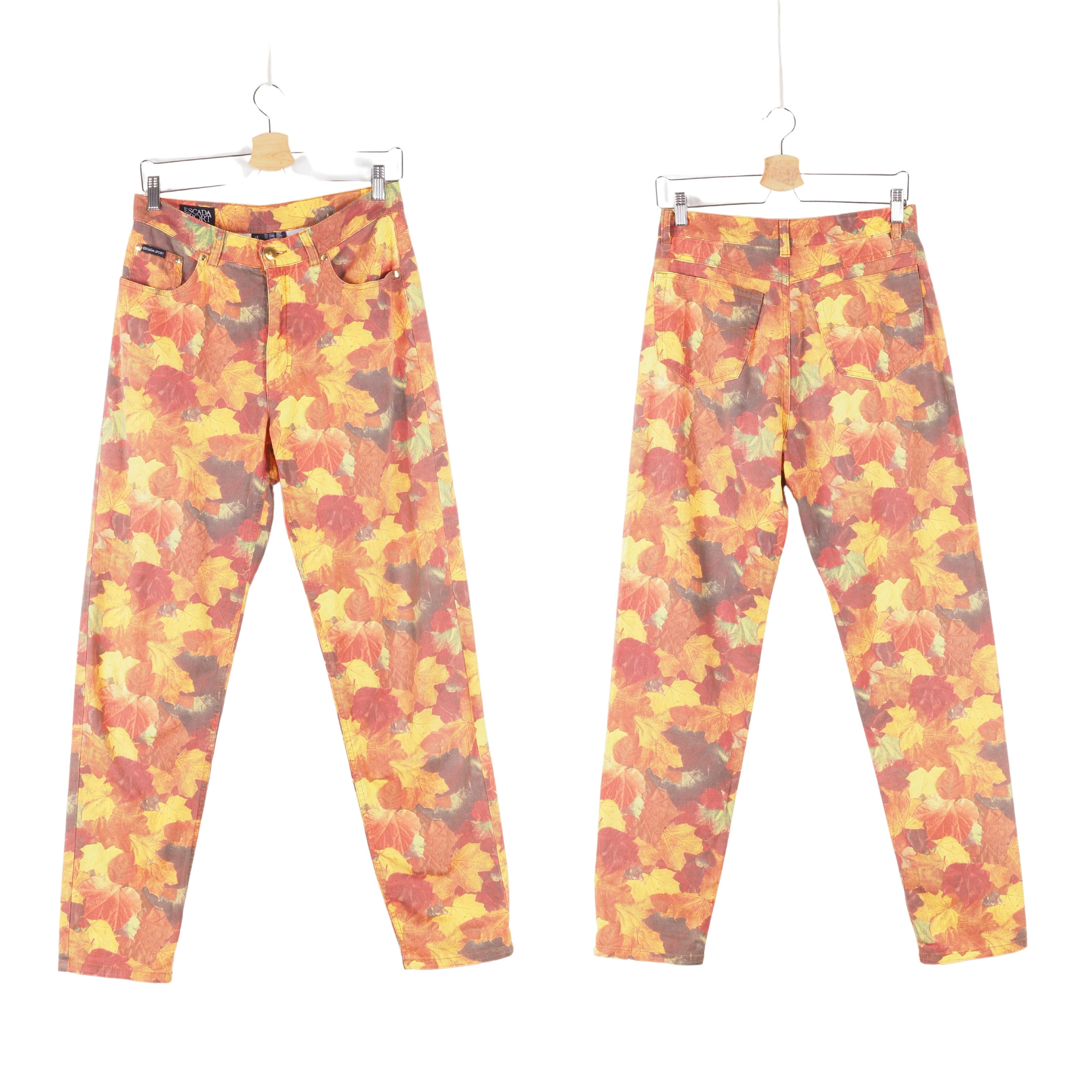 Escada ESCADA Vintage Autumn Leaves Print Pants Jeans Size 27" / US 4 / IT 40 - 1 Thumbnail