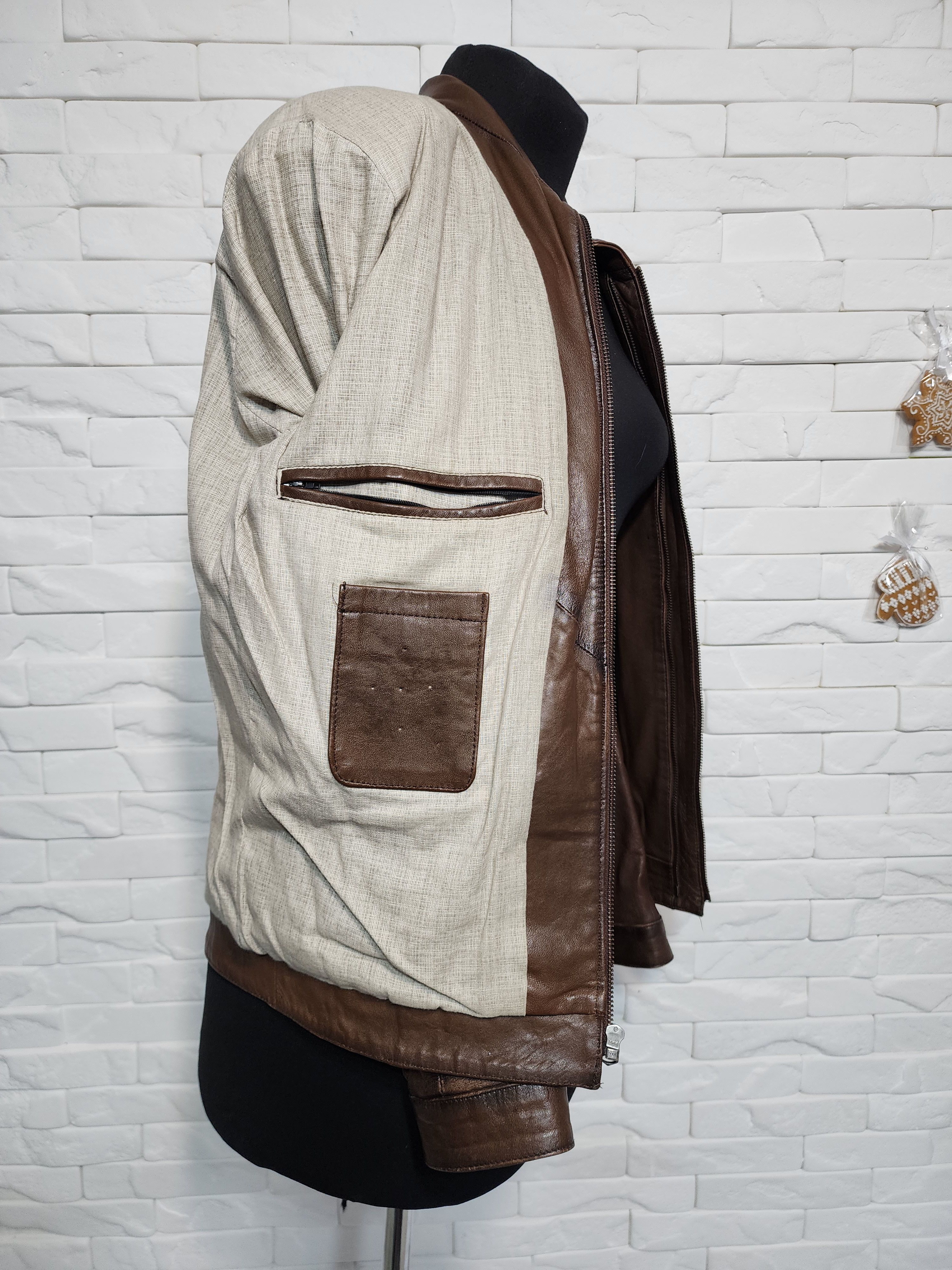 Other Men's Brown Genuine Leather Jacket: Zip Front. Size US S / EU 44-46 / 1 - 10 Thumbnail
