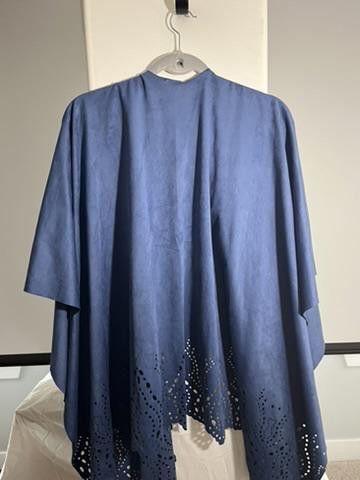 Chicos Chico's Laser-Cut Navy Blue Kimono Size S / US 4 / IT 40 - 2 Thumbnail