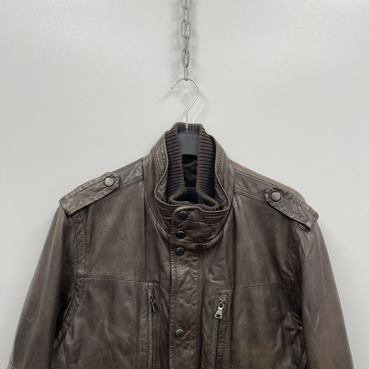 Hugo Boss Hugo Boss Noakh Lamb Leather Pocket Jacket Brown Size US M / EU 48-50 / 2 - 2 Thumbnail