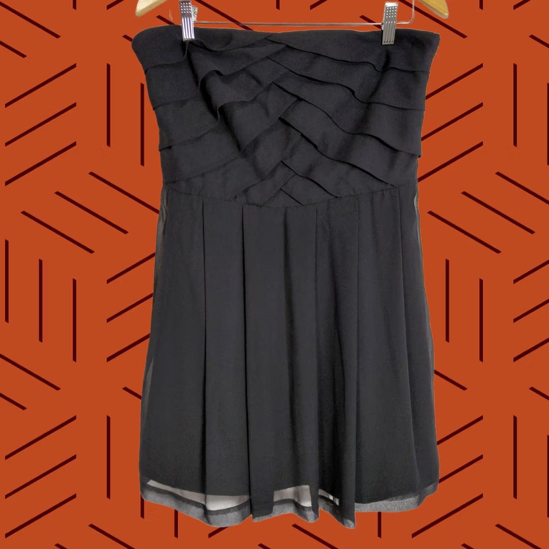 Express Express Black Strapless Dress Solid Chiffon Knee Length Women Size 12 Size XL / US 12-14 / IT 48-50 - 1 Thumbnail