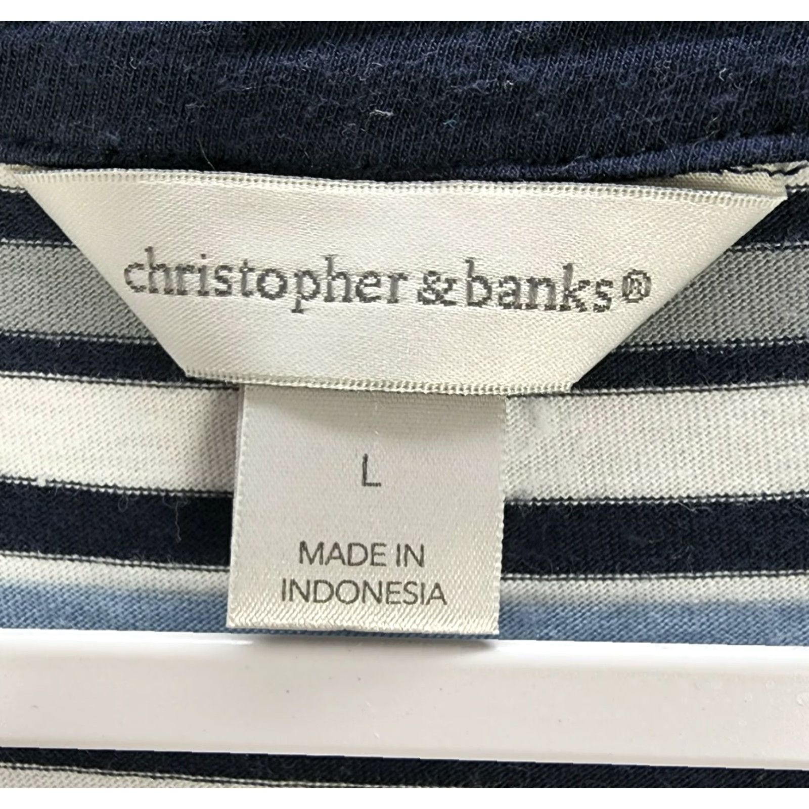 Vintage VINTAGE Christopher & Banks Blue White Stripe Tunic Sweater Soft Stretch Sz L Women Shirt? Size L / US 10 / IT 46 - 6 Thumbnail