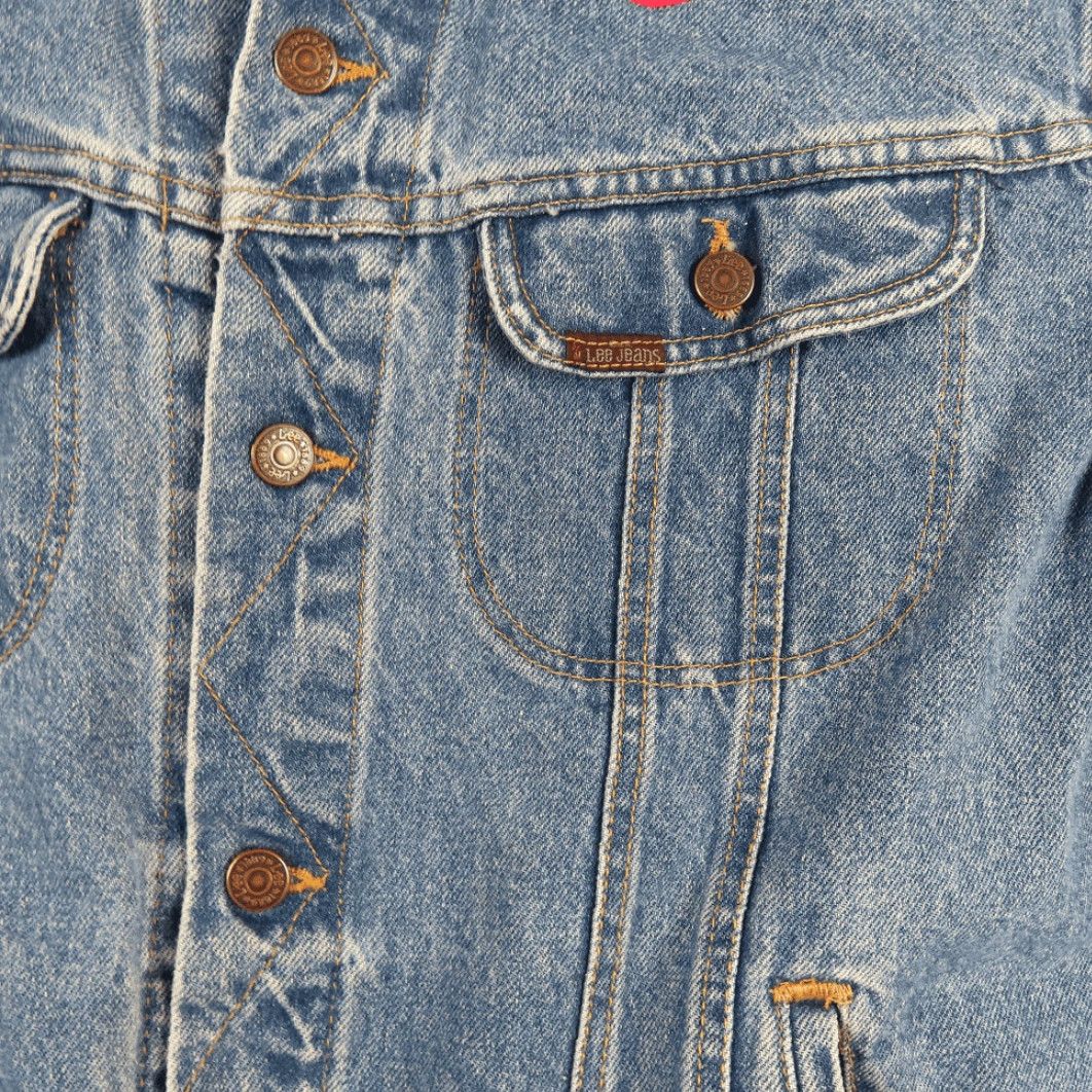 Lee VINTAGE Lee Jacket Denim Blue 90s Bomber Shirt Mens Large Adult LARGE Denim 100% Cotton with Logo Chest Pockets Casual 90s Theme Size US 33 - 5 Thumbnail