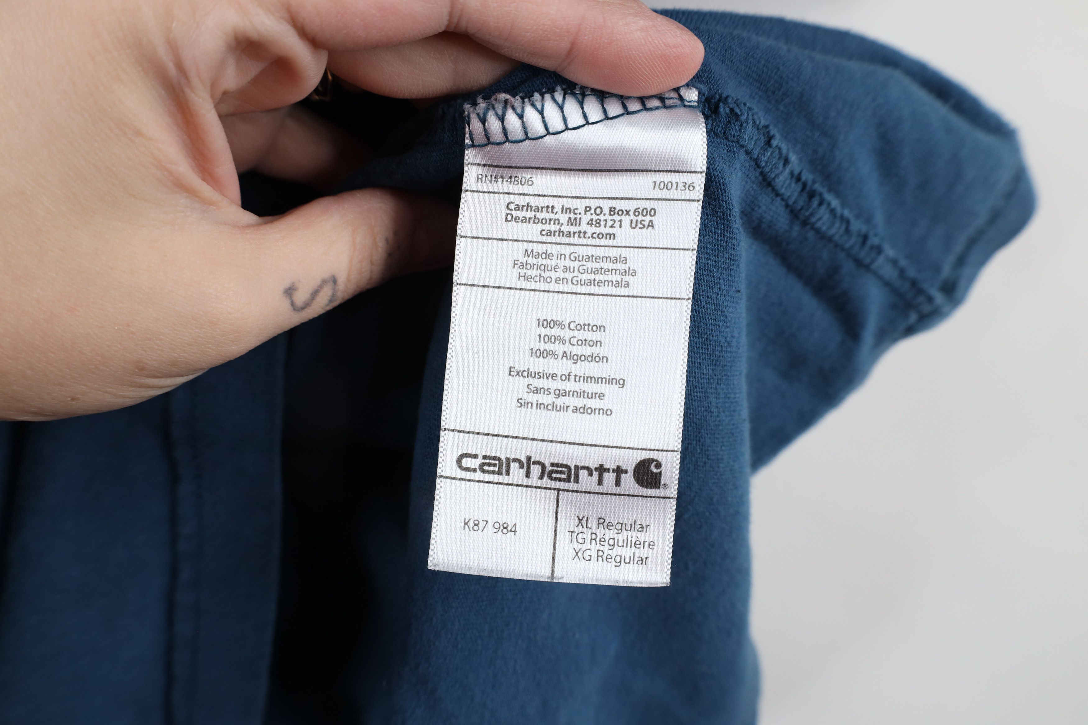 Carhartt × Vintage Vintage Carhartt Out Heavyweight Pocket T-Shirt Blue Cotton Size US XL / EU 56 / 4 - 8 Thumbnail