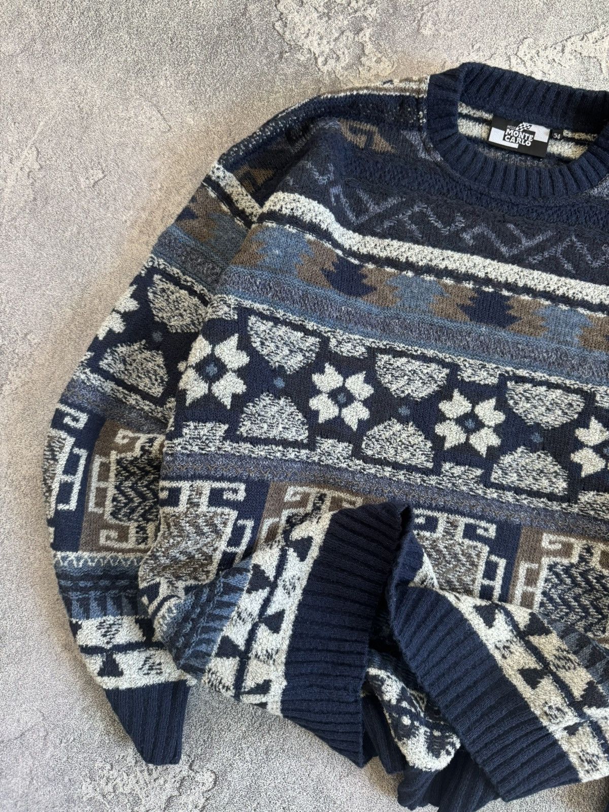Monte Carlo 54 L/XL cable knit sweater jumper knitwear 90s