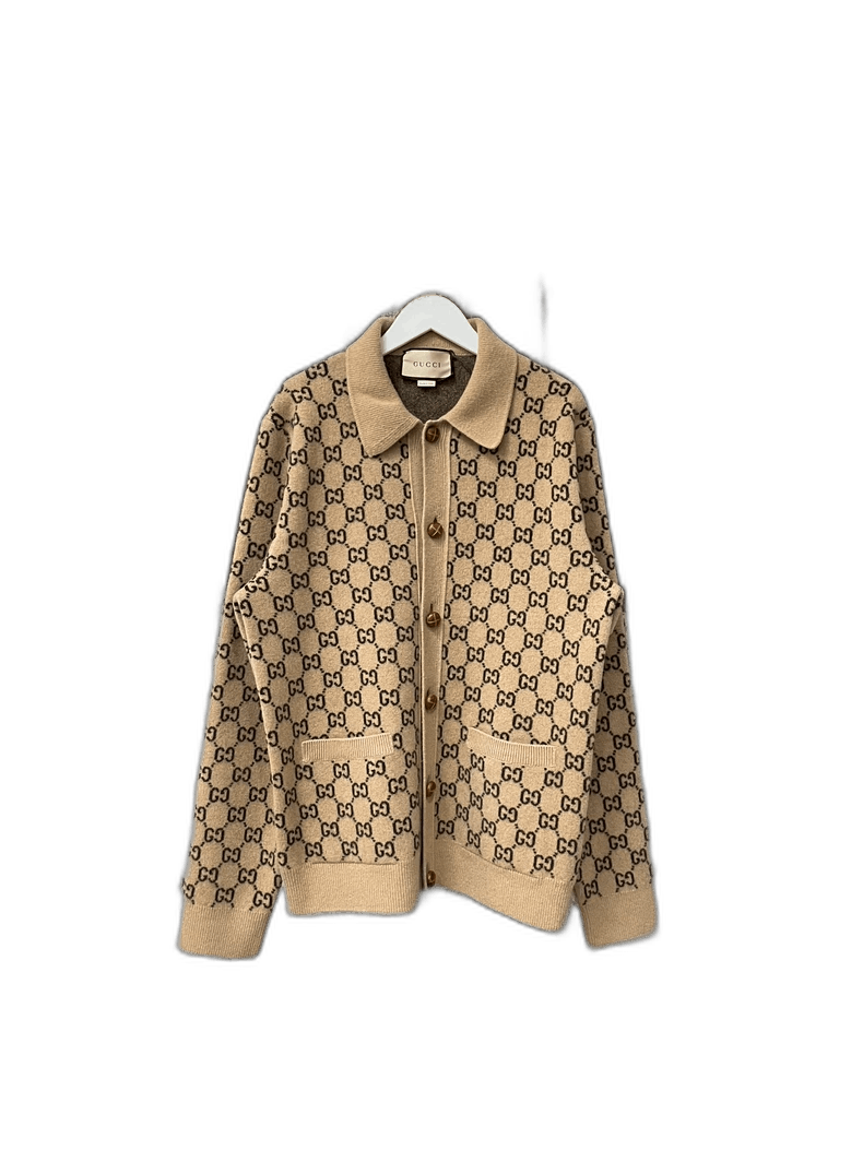 Gucci Gucci Monogram Wool Cardigan in Beige Size S / US 4 / IT 40 - 1 Thumbnail