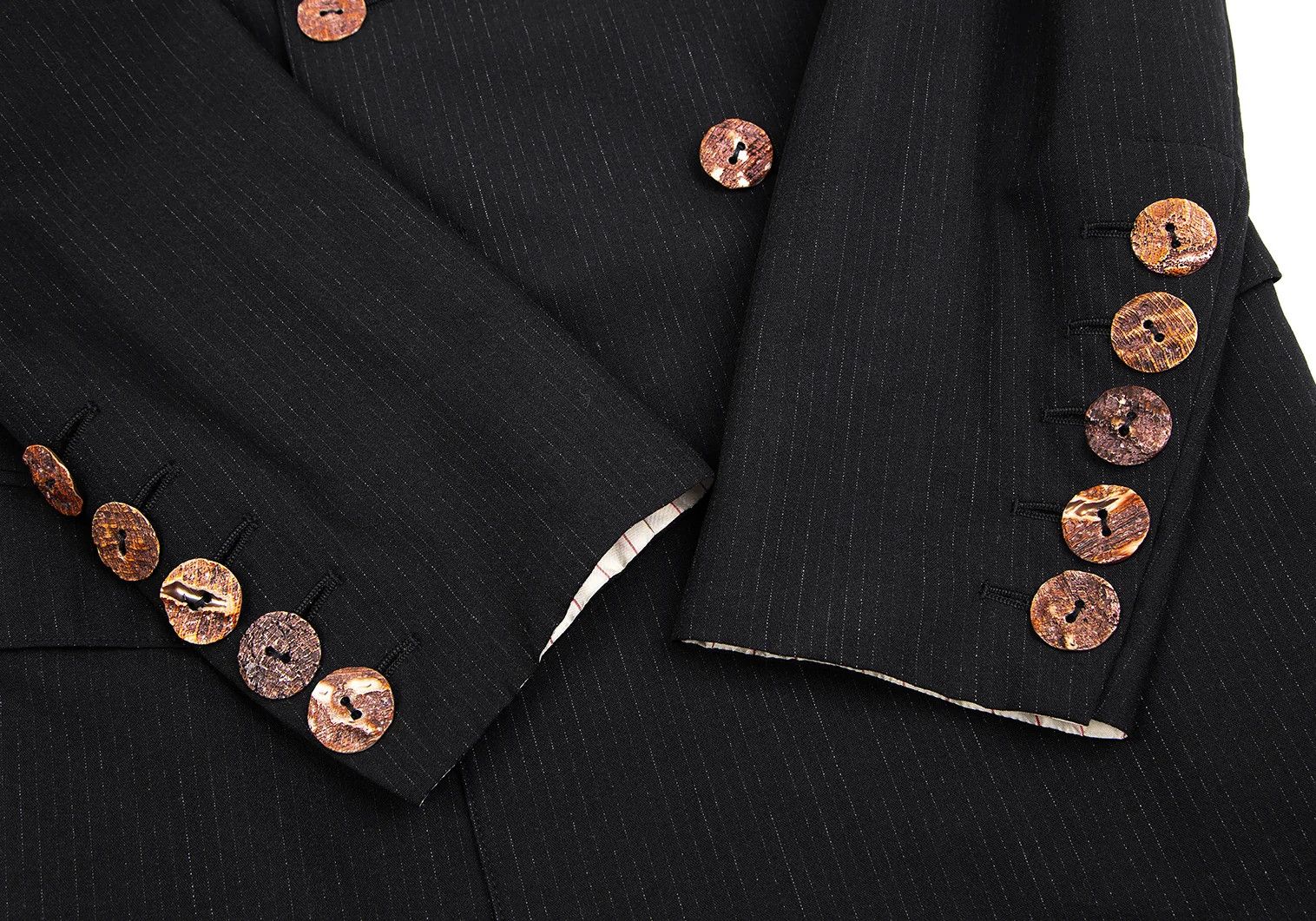Jean Paul Gaultier Wool Chalk Stripe Double Jacket in Black, Size 48 Size US M / EU 48-50 / 2 - 6 Thumbnail