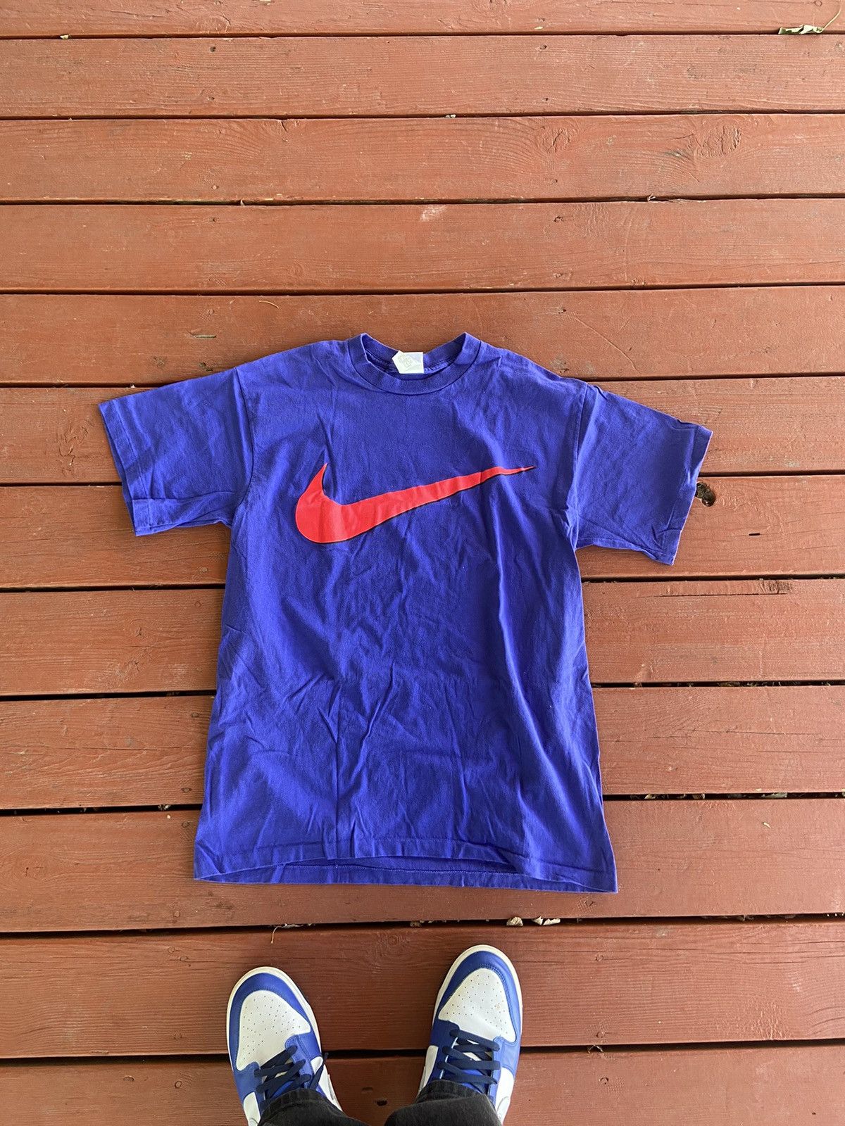 Nike × Vintage Vintage Nike big swoosh t shirt Size US XL / EU 56 / 4 - 1 Thumbnail