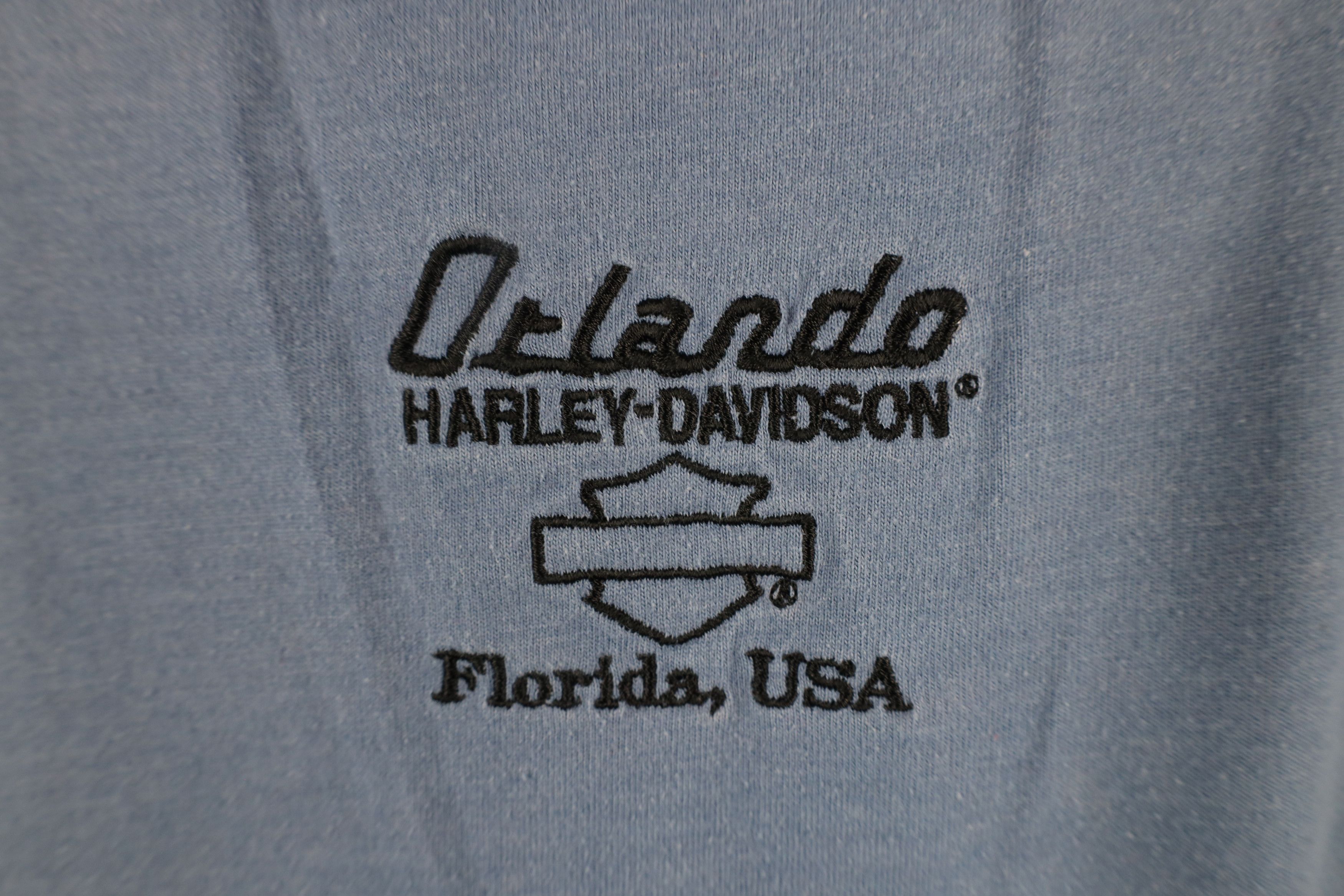 Harley Davidson × Vintage Vintage Harley Davidson Out Orlando Florida T-Shirt Blue Size US XXL / EU 58 / 5 - 9 Thumbnail