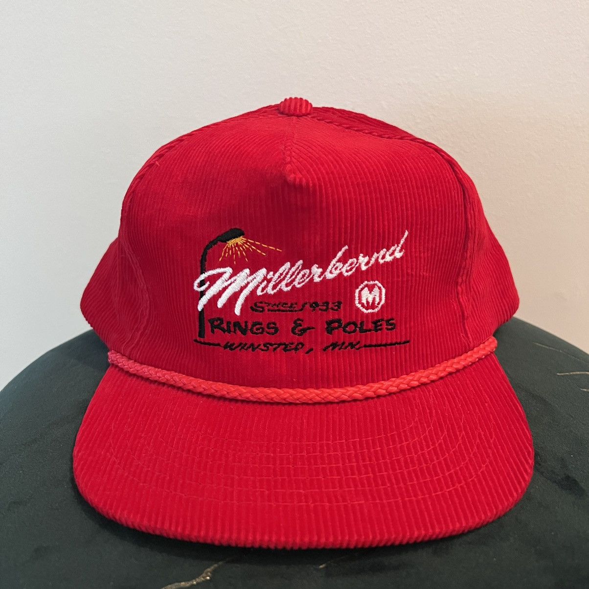 Yupong Vintage Red Corduroy Rope Snapback Hat Winsted Minnesota Size ONE SIZE - 2 Thumbnail