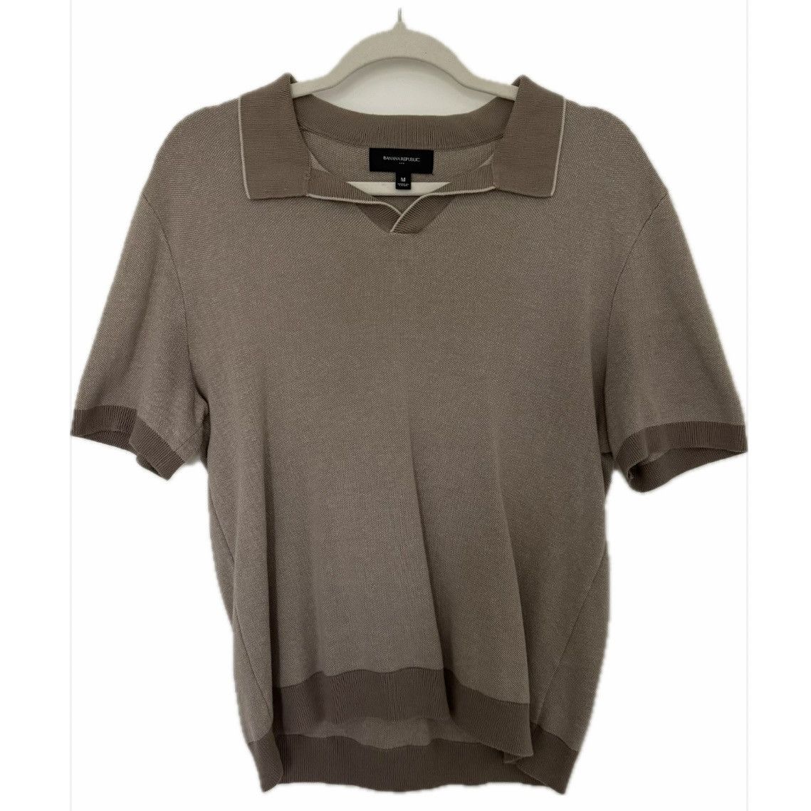 Banana Republic Banana Republic Beige/White Polo Size US M / EU 48-50 / 2 - 1 Thumbnail