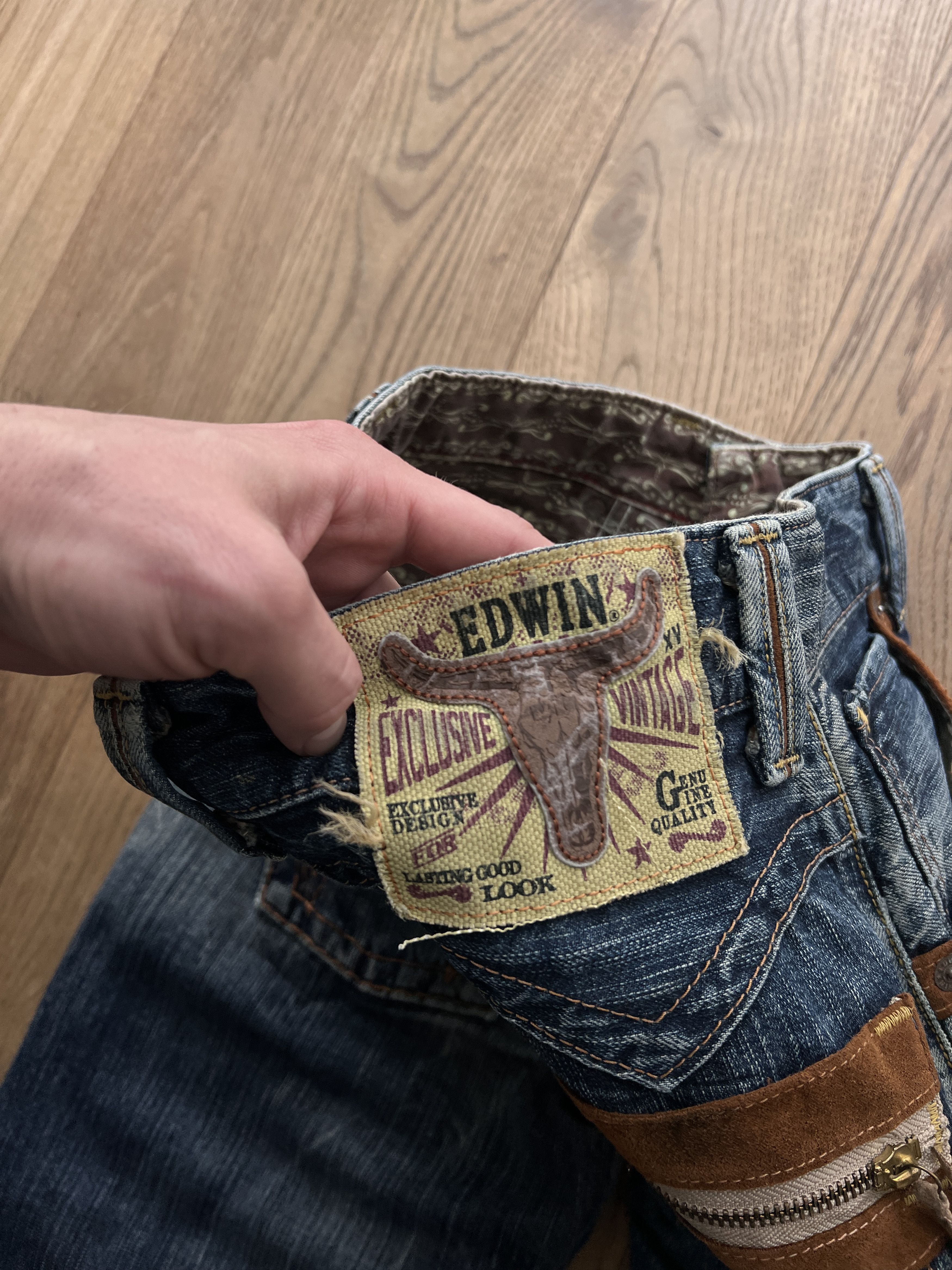 Edwin EDWIN WESTERN COWBOY DENIM JEANS DISTRESSED VINTAGE RARE Y2K Size US 29 - 6 Thumbnail