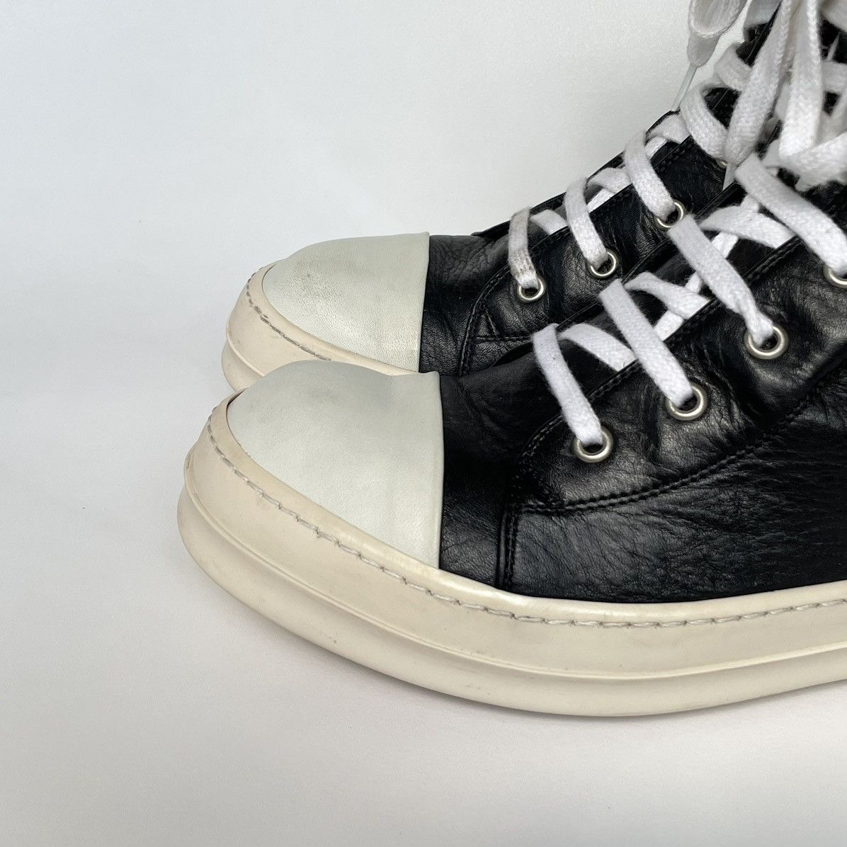 Rick Owens S/S 12 Black/Milk Leather Ramones Sneakers Size US 8 / EU 41 - 8 Thumbnail