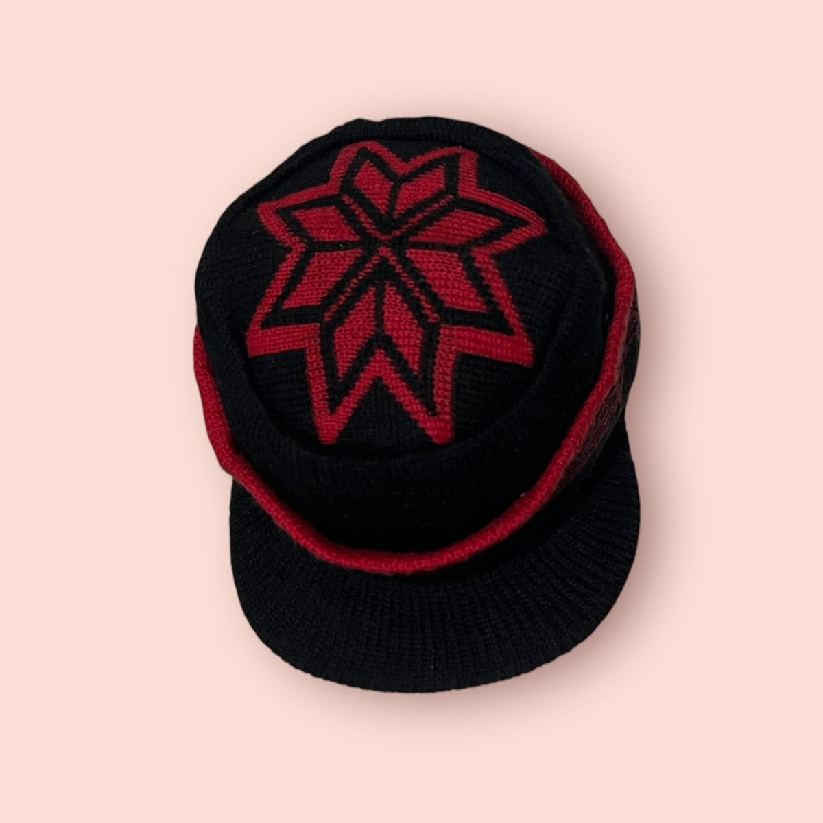 14th Addiction × Homespun Knitwear × Japanese Brand VINTAGE RED SNOWFLAKE LOGO KNITTED ALT BEANIE HAT Size ONE SIZE - 9 Thumbnail