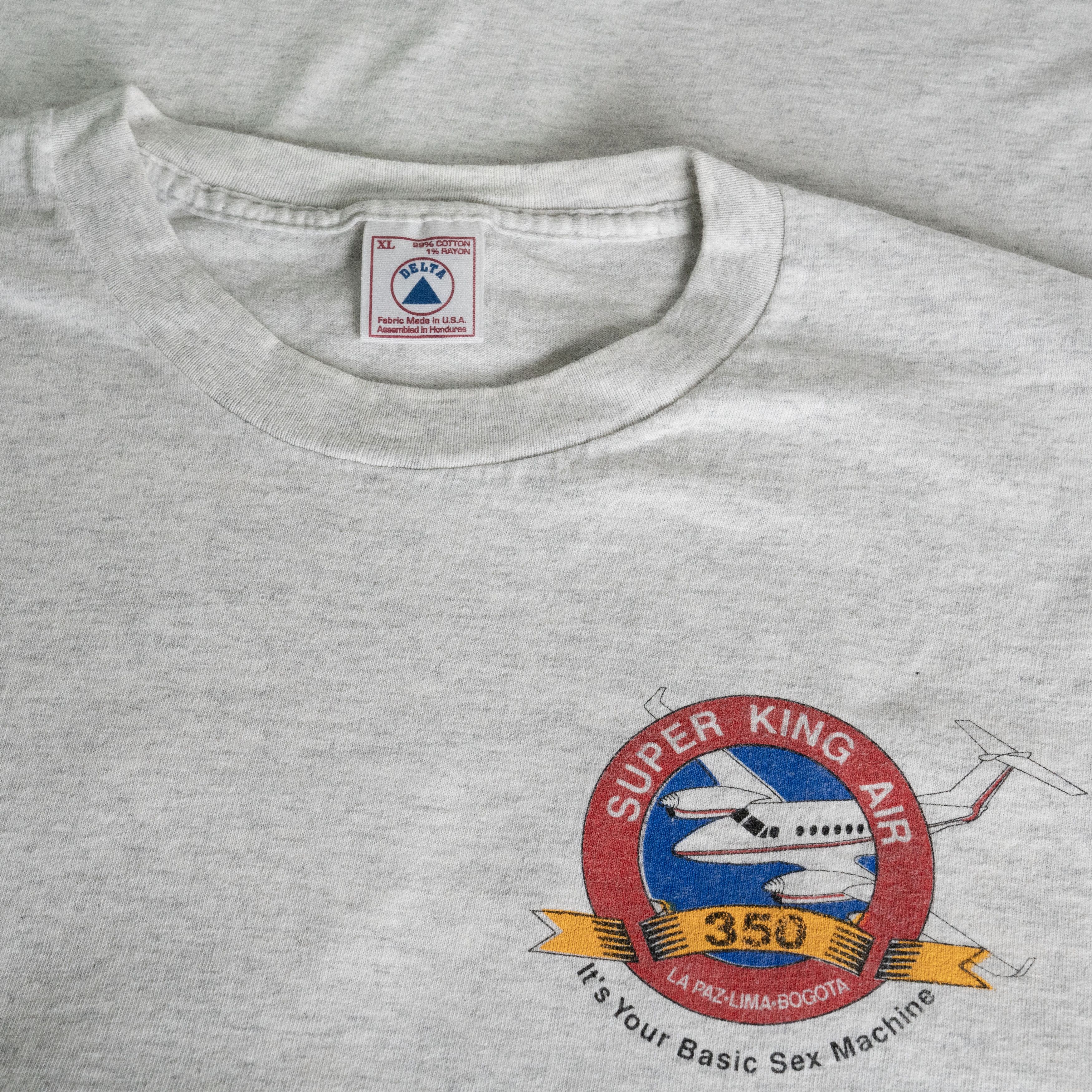 Vintage Vintage 1990's Super King Air Plane Sex Machine Tee Shirt Size US XL / EU 56 / 4 - 3 Thumbnail