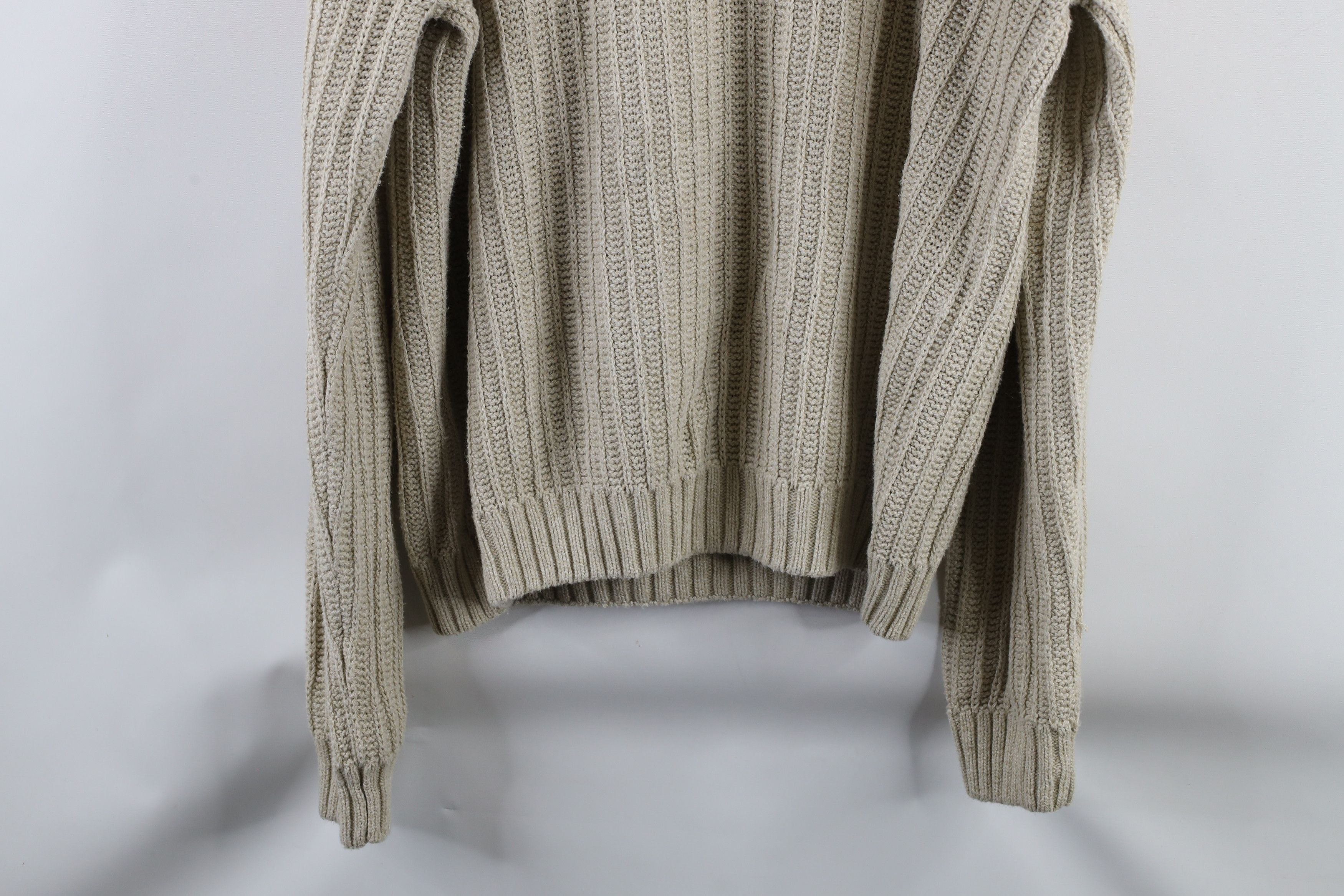 Vintage Vintage 90s Streetwear Ribbed Knit Crewneck Sweater Beige Size US L / EU 52-54 / 3 - 8 Thumbnail