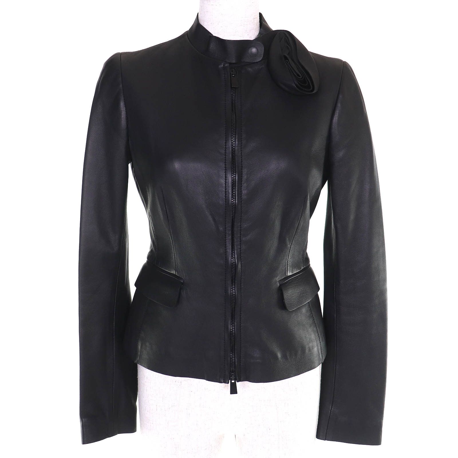 Valentino Valentino Valentino Rose motif lambskin leather jacket Leather Outerwear DBC2P0B0 DUTY FREE for USA Size ONE SIZE - 1 Thumbnail