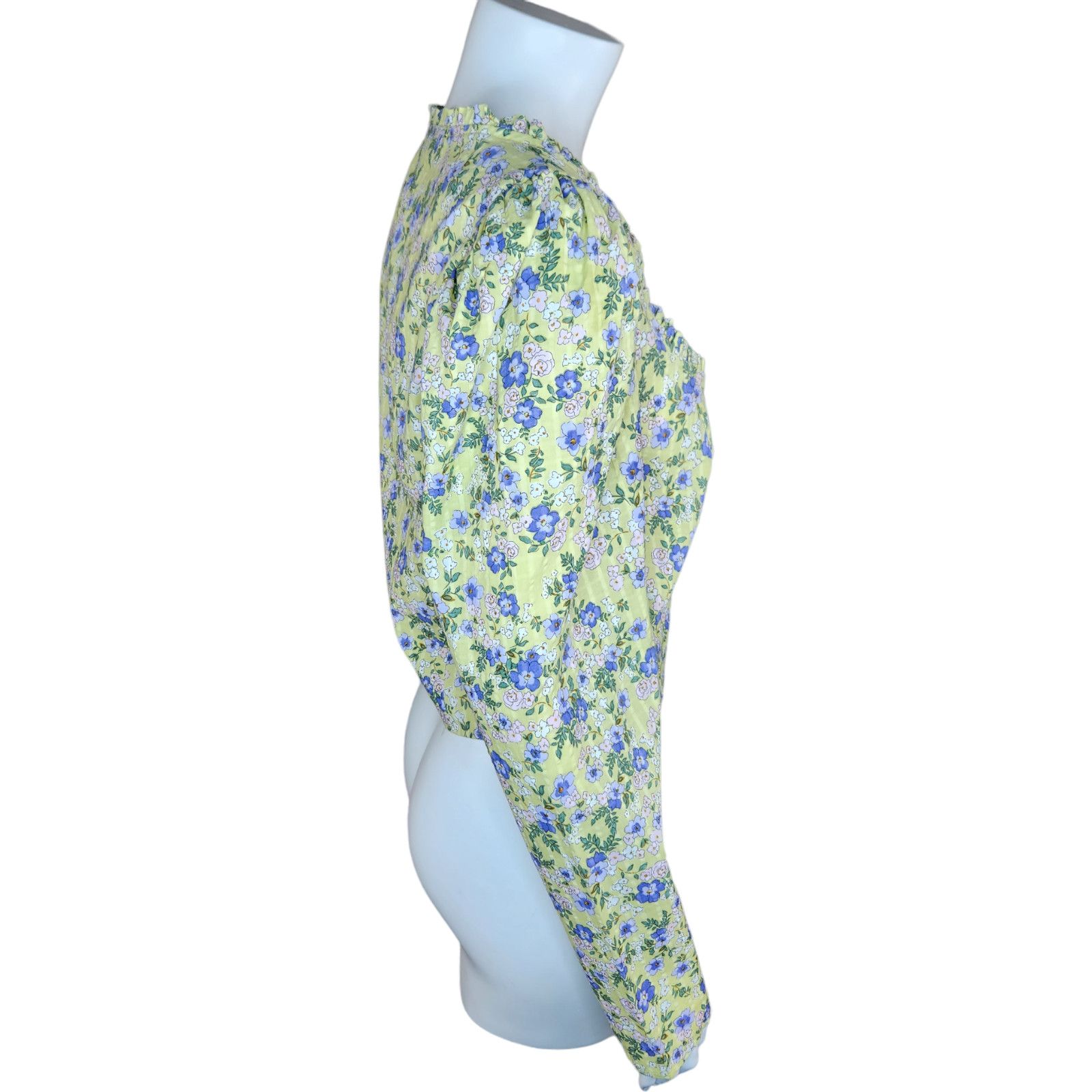 Topshop NWT Topshop Womens Size 8 Green Purple Floral Cropped Ruffle Size M / US 6-8 / IT 42-44 - 23 Thumbnail