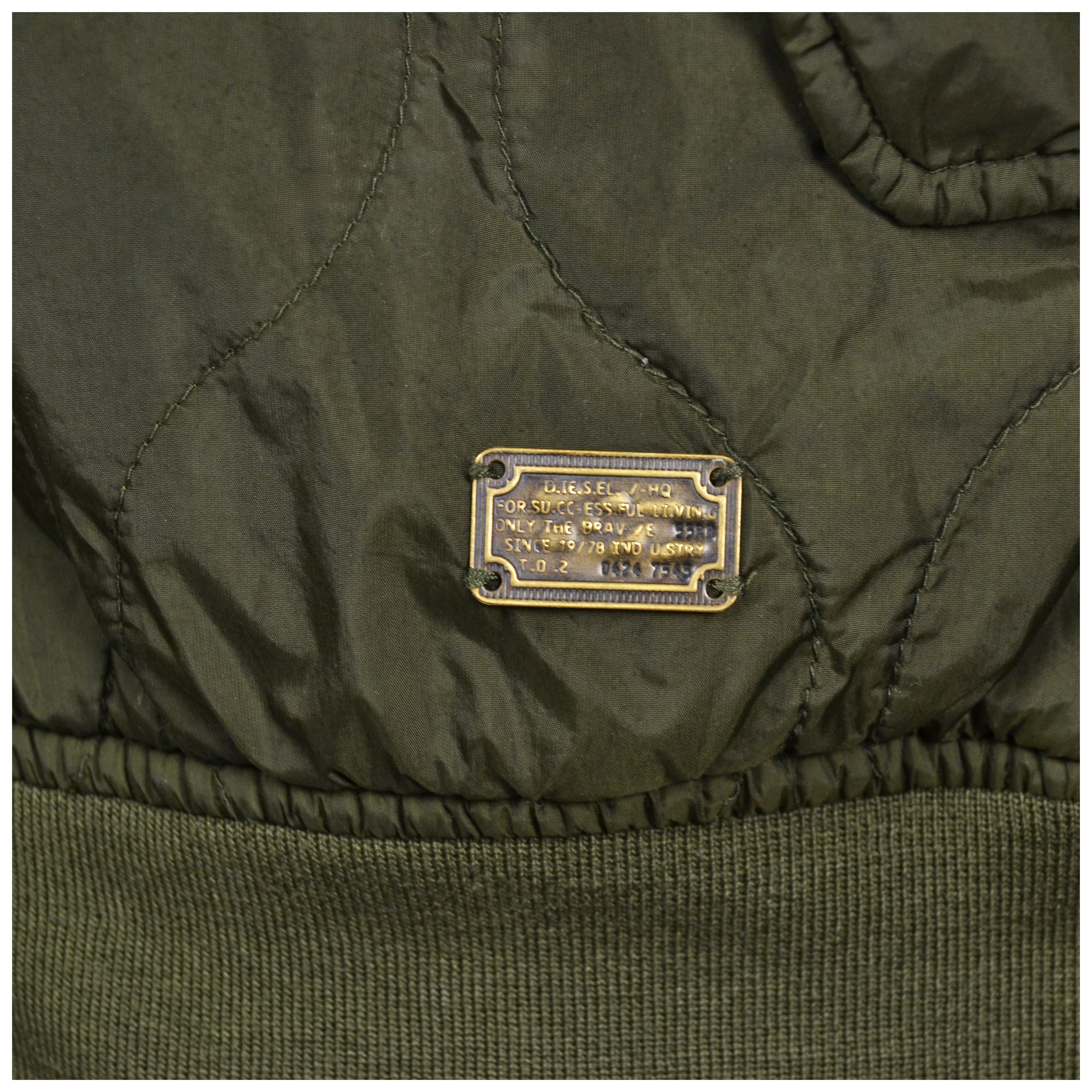 Diesel × Vintage Diesel Co Quilted Bomber Jacket Military Khaki Sz M/L Size US L / EU 52-54 / 3 - 7 Thumbnail
