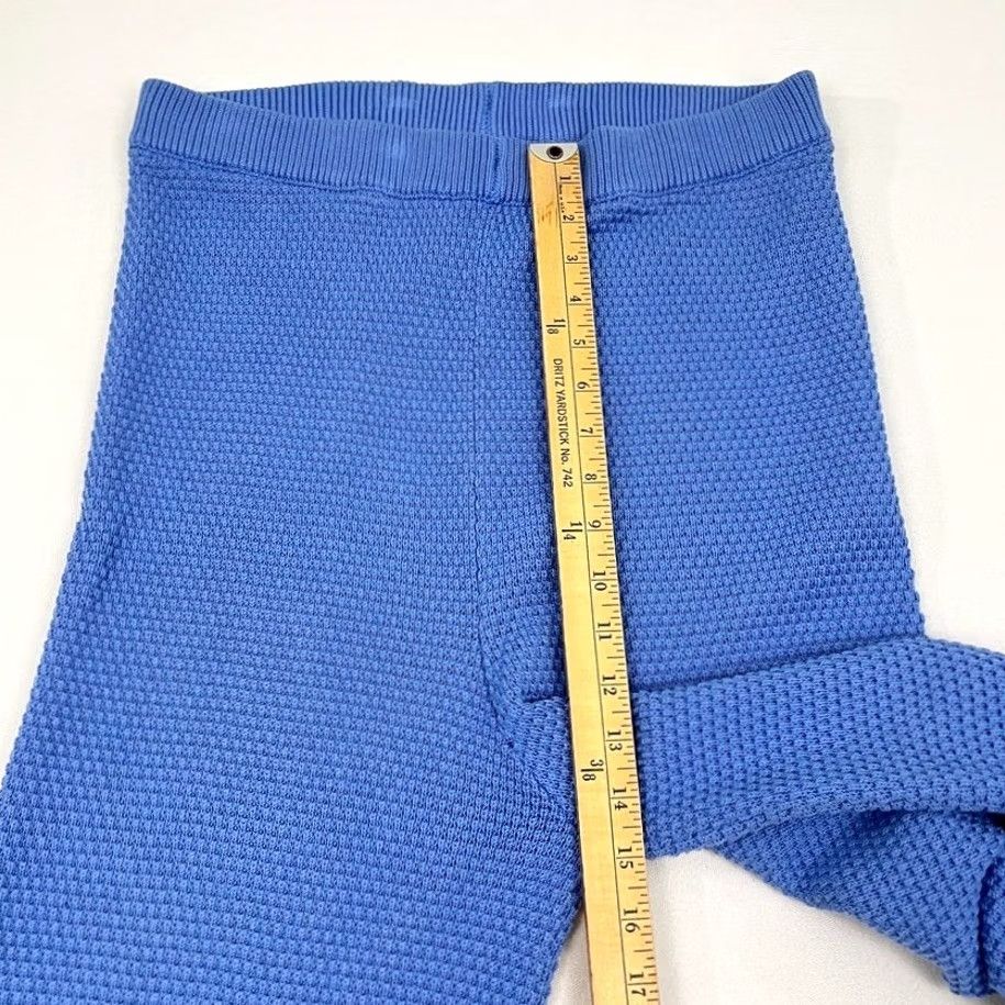 Free People VINTAGE? No. Free People Beach Pants Womens M Blue Knit Wide Leg High Rise Relax Coastal Prep Pants Size 32" / US 10 / IT 46 - 6 Thumbnail