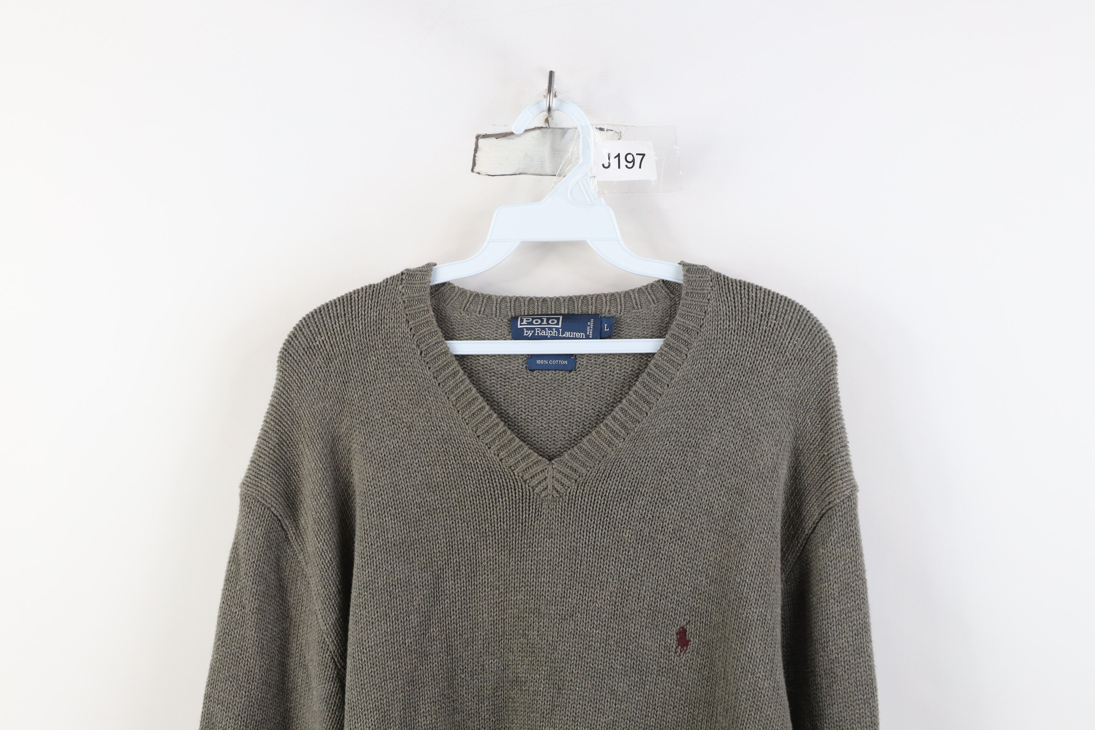 Ralph Lauren Vintage 90s Ralph Lauren Ribbed Knit V-Neck Sweater Gray Size US L / EU 52-54 / 3 - 2 Thumbnail