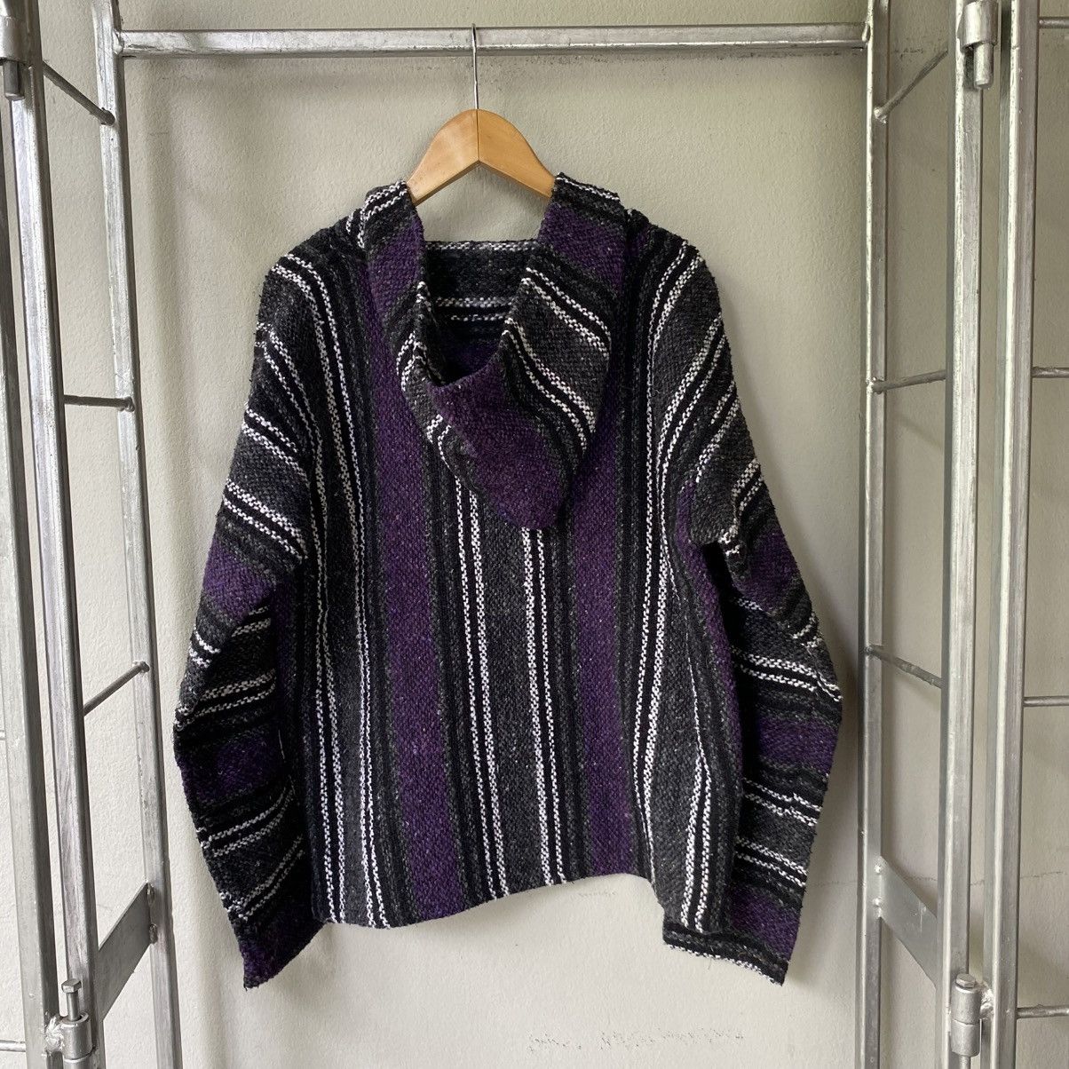 Vintage Black & Purple Striped Baja Hoodie Size US M / EU 48-50 / 2 - 2 Thumbnail