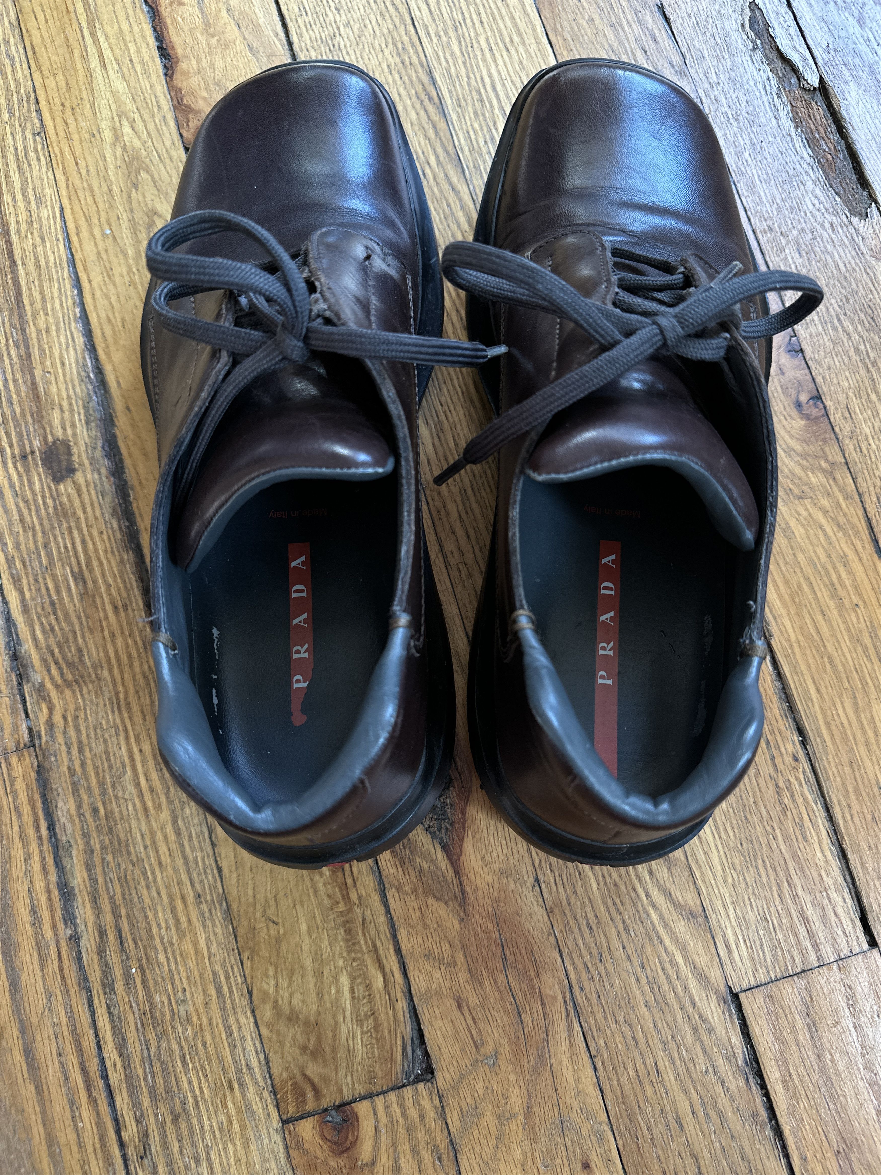 Prada Square Toe Derby Shoes