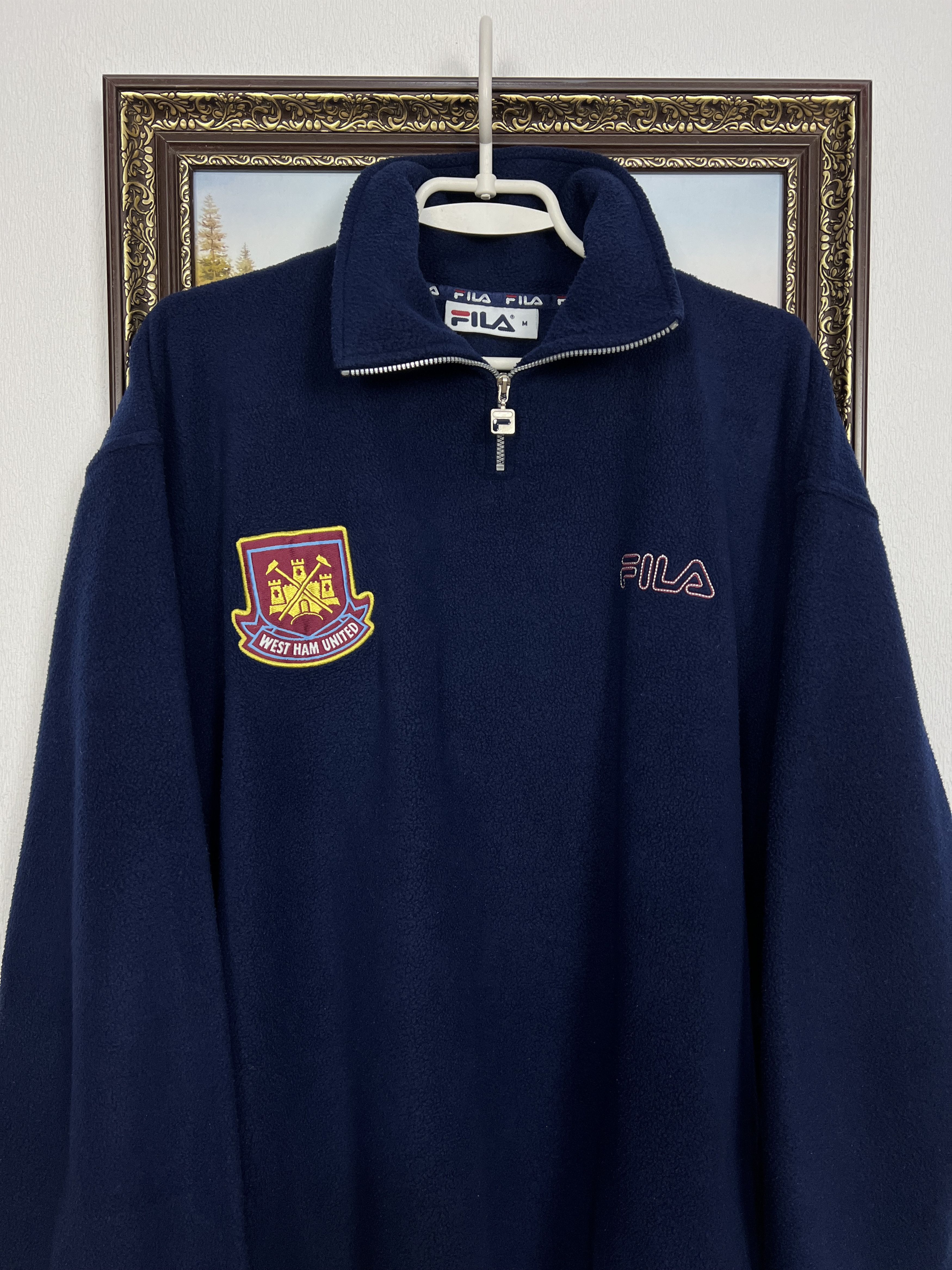 Fila Vintage West Ham United Football Fleece Jacket Soccer Track Size US M / EU 48-50 / 2 - 2 Thumbnail