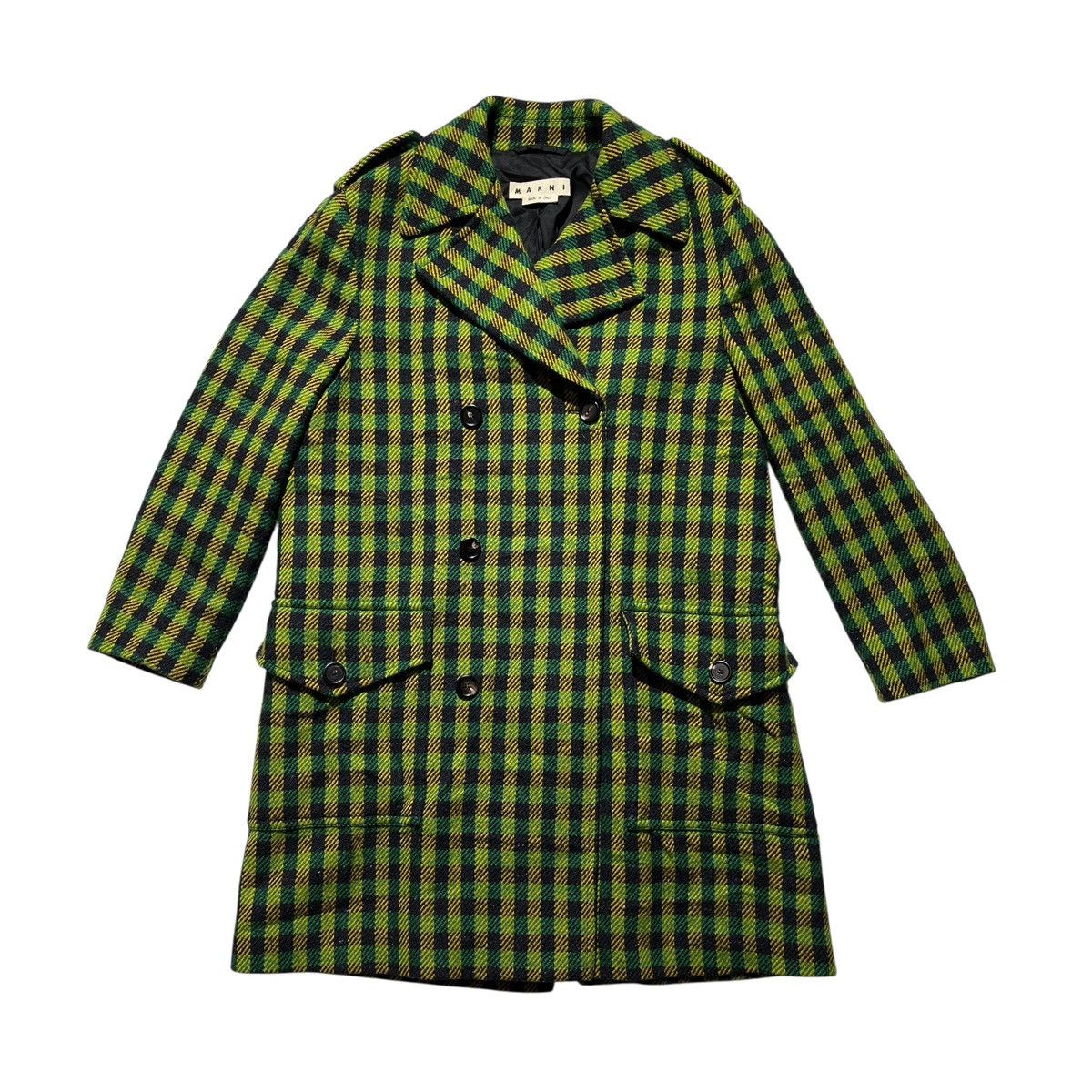 Wool plaid double breasted coat