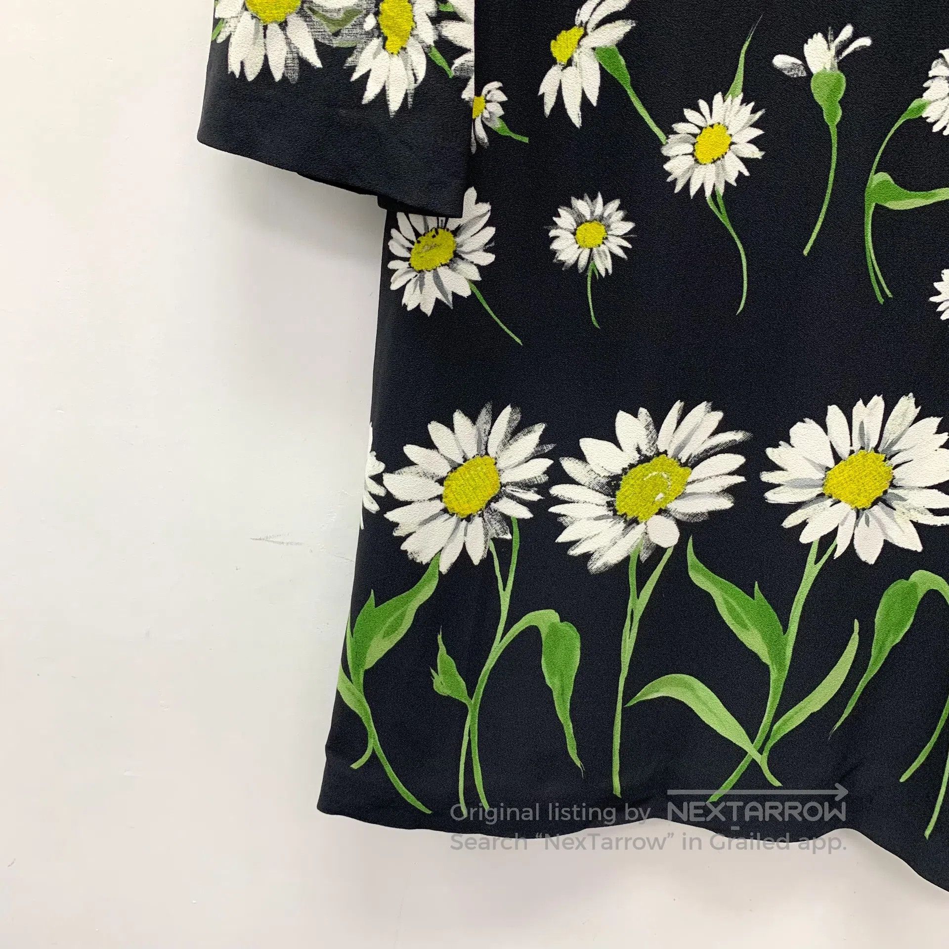 Dolce & Gabbana Dolce Gabbana Black daisy print crew neck short sleeve dre Size XS / US 0-2 / IT 36-38 - 4 Thumbnail
